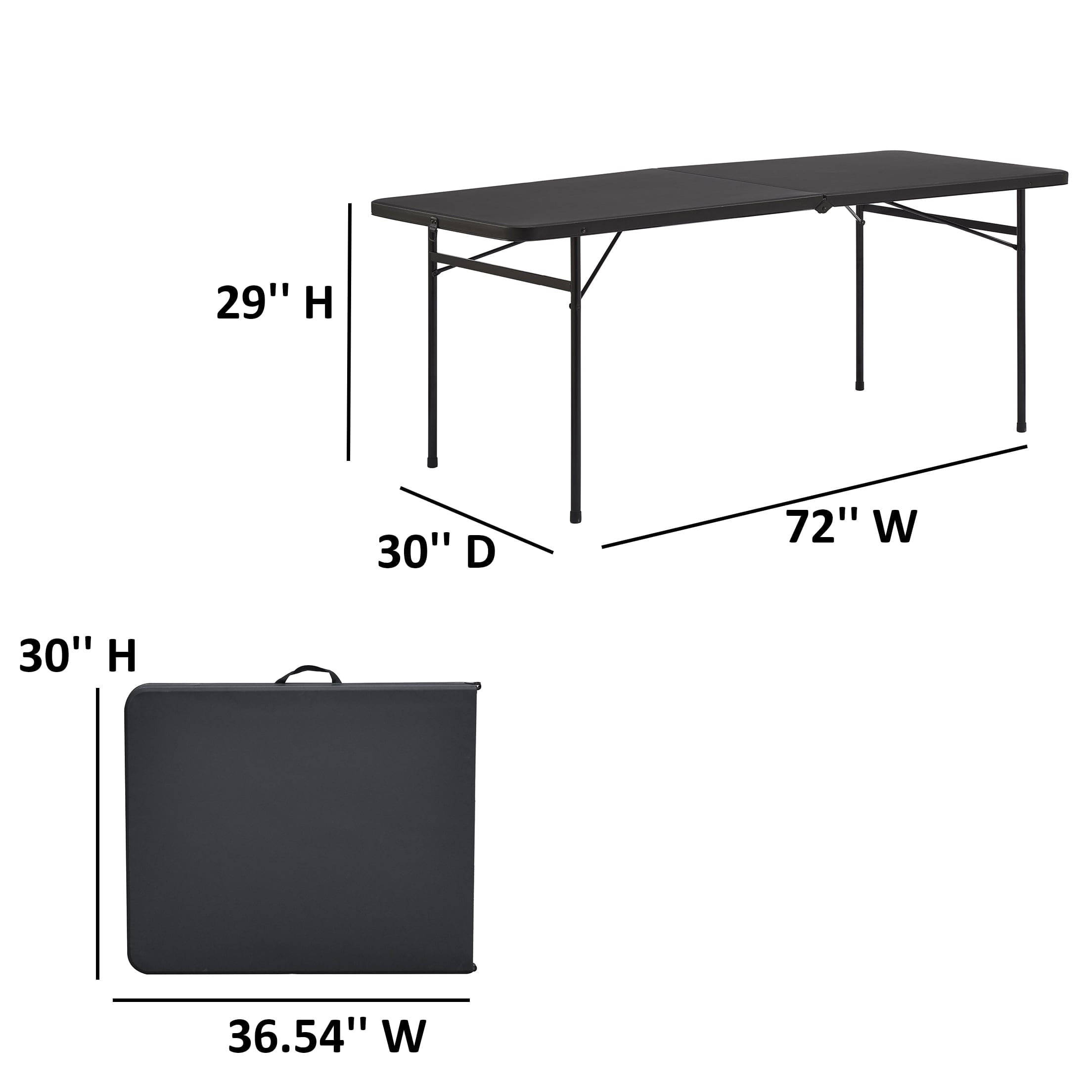 6 Foot Bi-Fold Plastic Folding Table  Black
