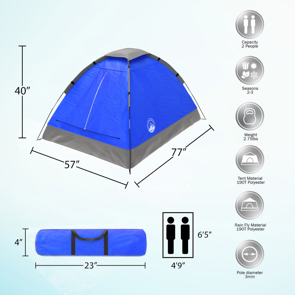 2-Person Dome Tent- Rain Fly & Carry Bag- Easy Set Up-Great for Camping Backpacking Hiking & Outdoor Music Festivals by Wakeman Outdoors (Yellow)