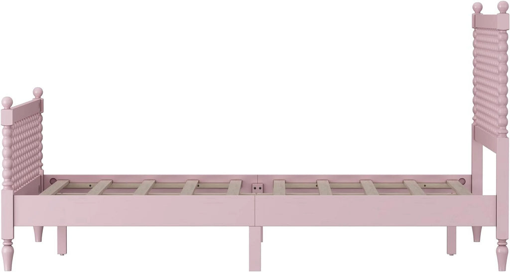 3Pcs Bedroom Set With 2 Nightstands, Queen Size Bed Frame With Gourd Shaped Headboard And Footboard, Solid Wood Platform Bed, No Spring Box Required,