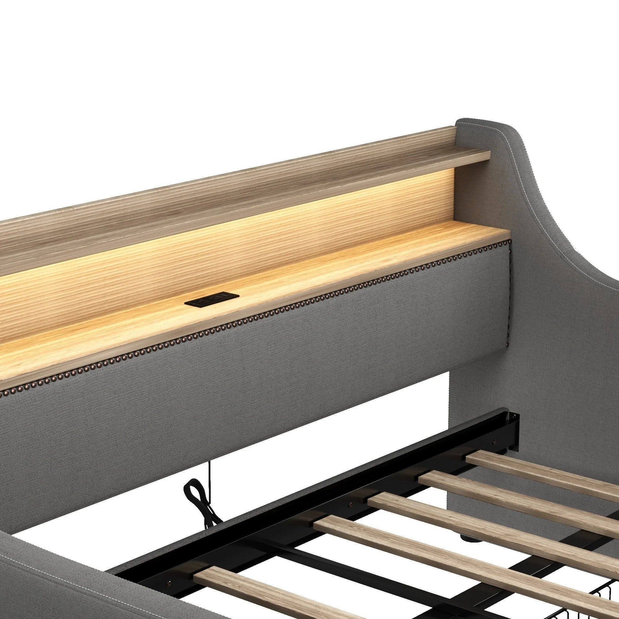 Belin Twin Size Daybed  with Charging Station and LED - Gray