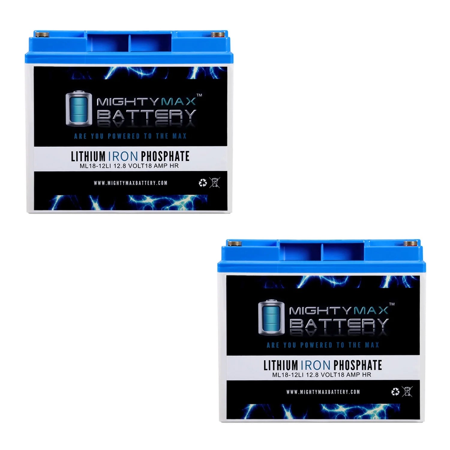 12V 18AH Lithium Replacement Battery Compatible with Wheelchairs and Scooters - 2 Pack