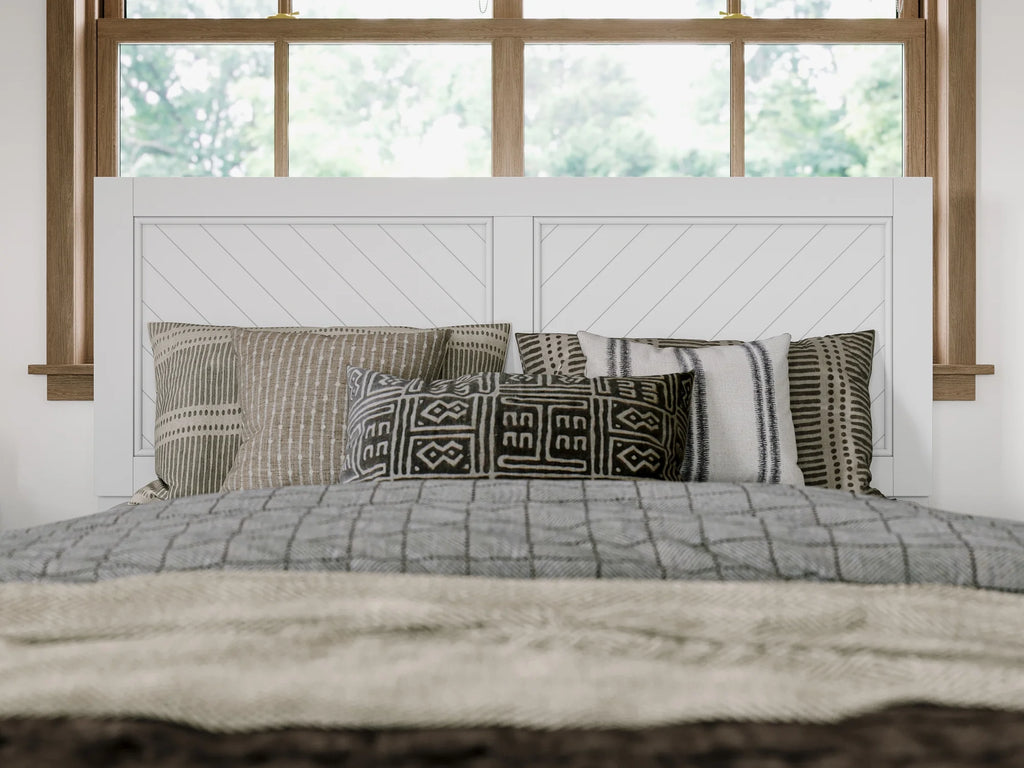 AFI Canyon White Solid Wood Foundation Bed Frame with Matching Footboard, Queen