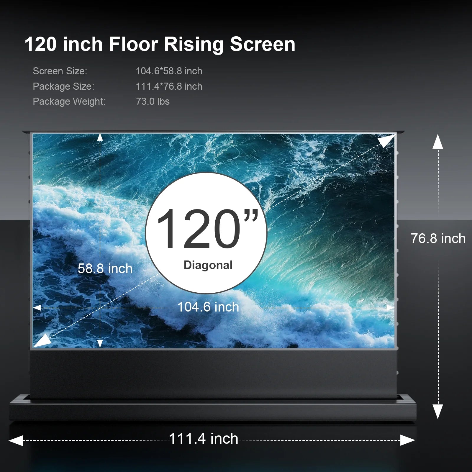 AWOL VISION 120" Motorized Floor Rising Ambient Light Rejecting Projector Screen for Ultra Short Throw Projector