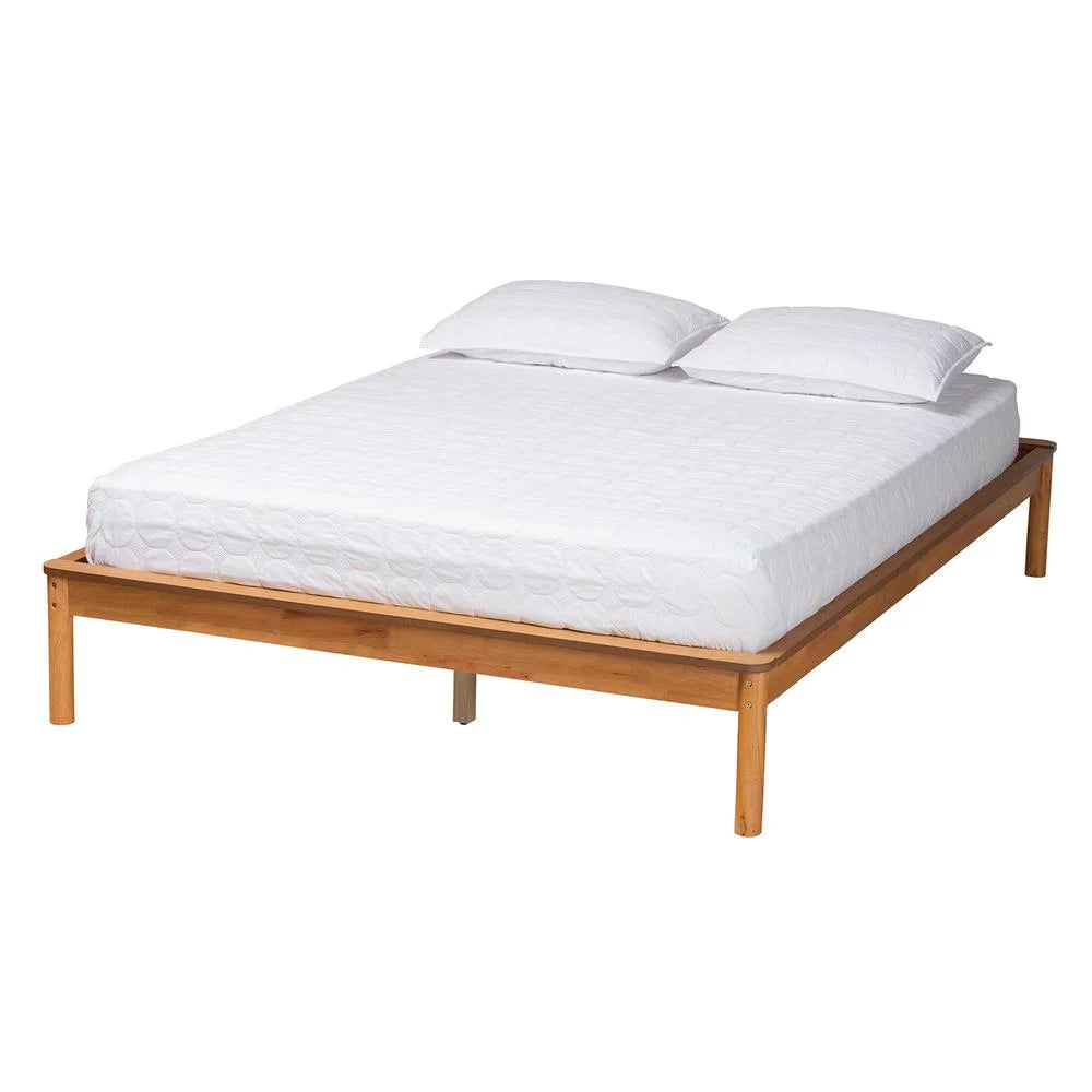 Baxton Studio Efren Modern Honey Oak Finished Wood Queen Size Bed Frame