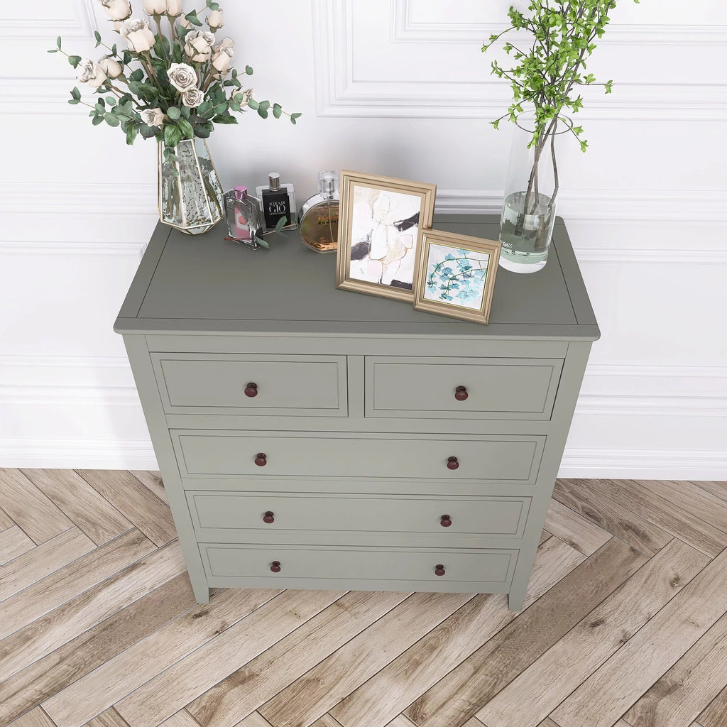 5-Drawer 33" W Solid Wood Chest Grey
