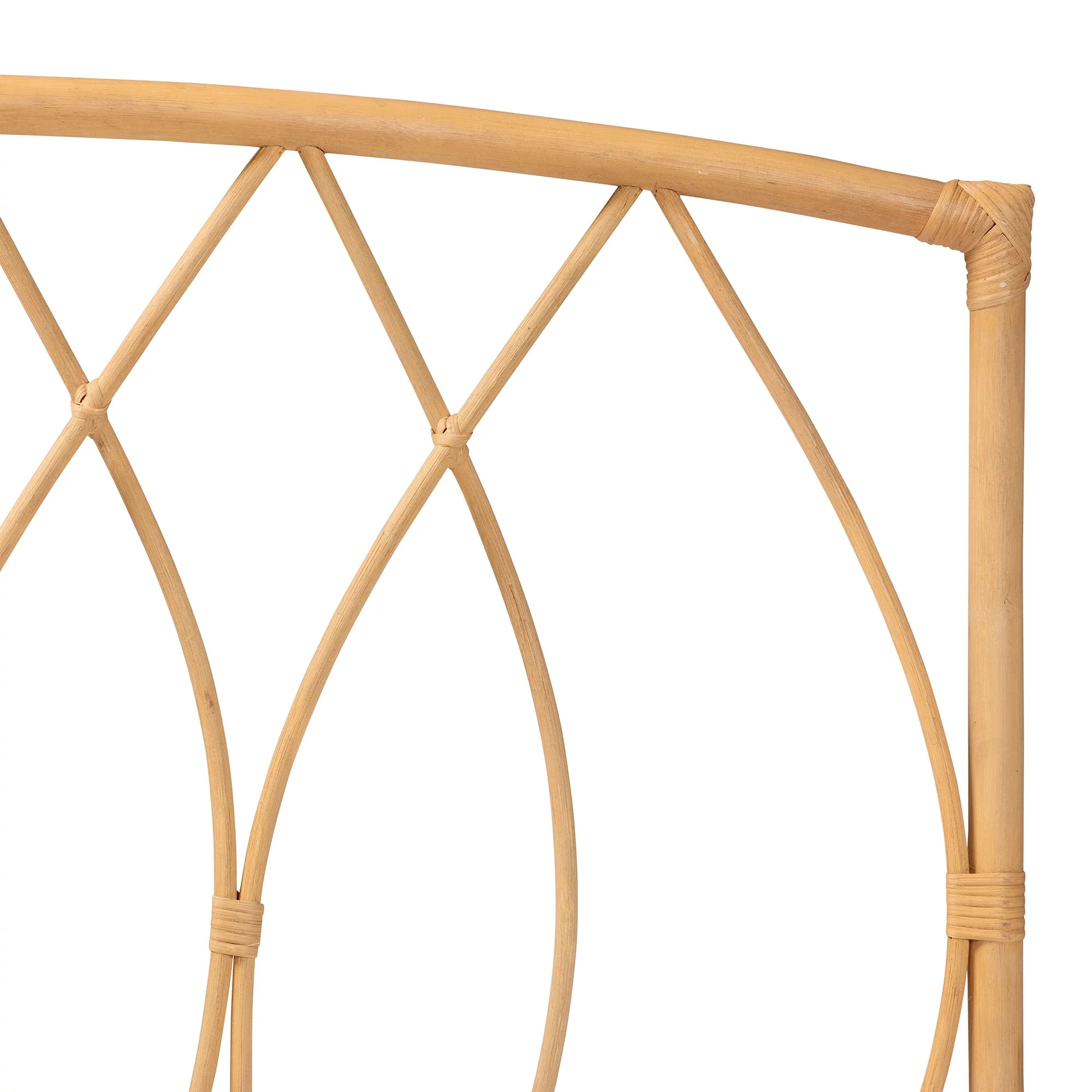 bali & pari Halia Modern Bohemian Natural Brown Rattan Queen Size Wall-Mount Headboard