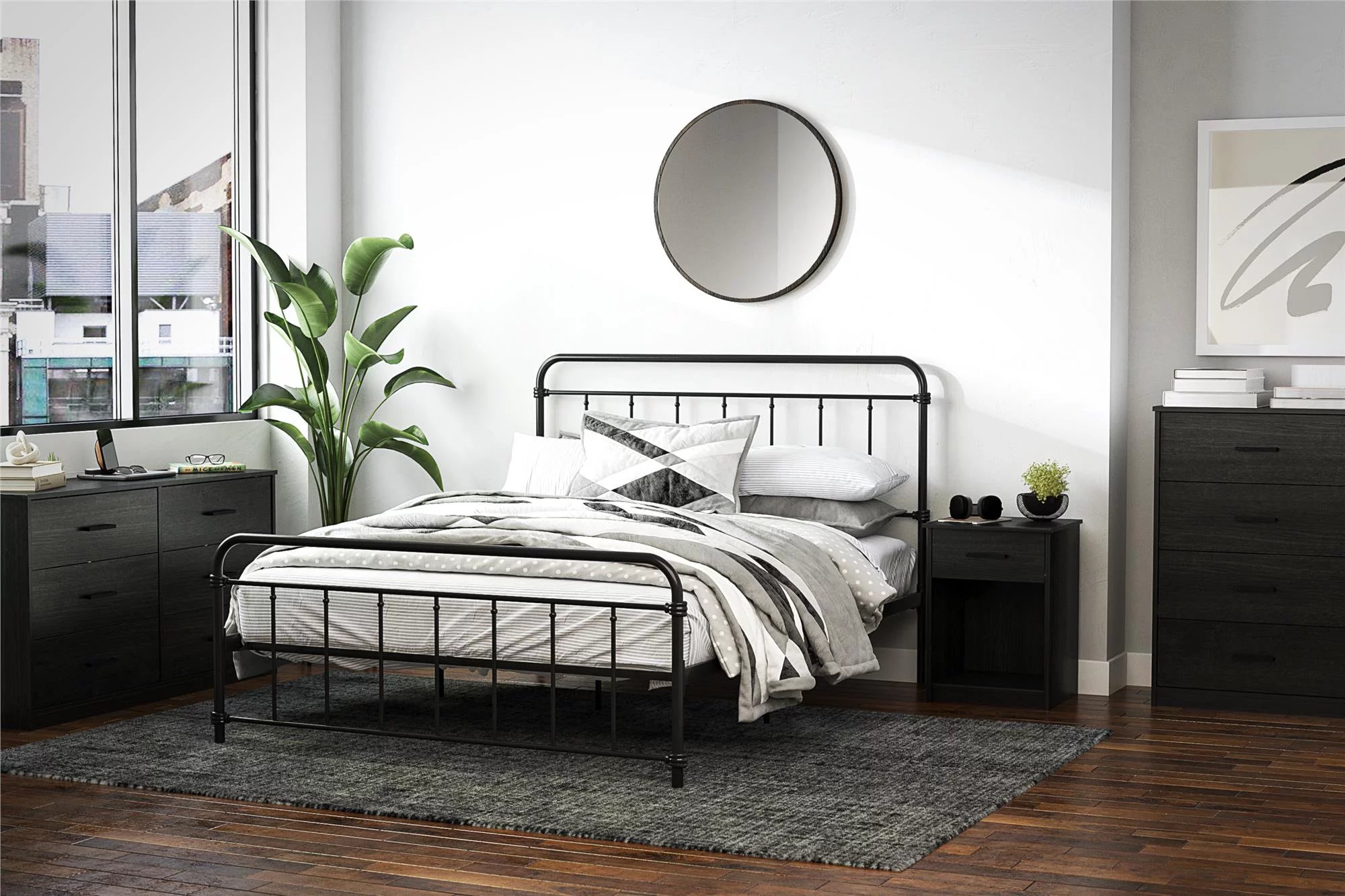 Ameriwood Home Edgewater 4 Drawer Dresser, Black Oak