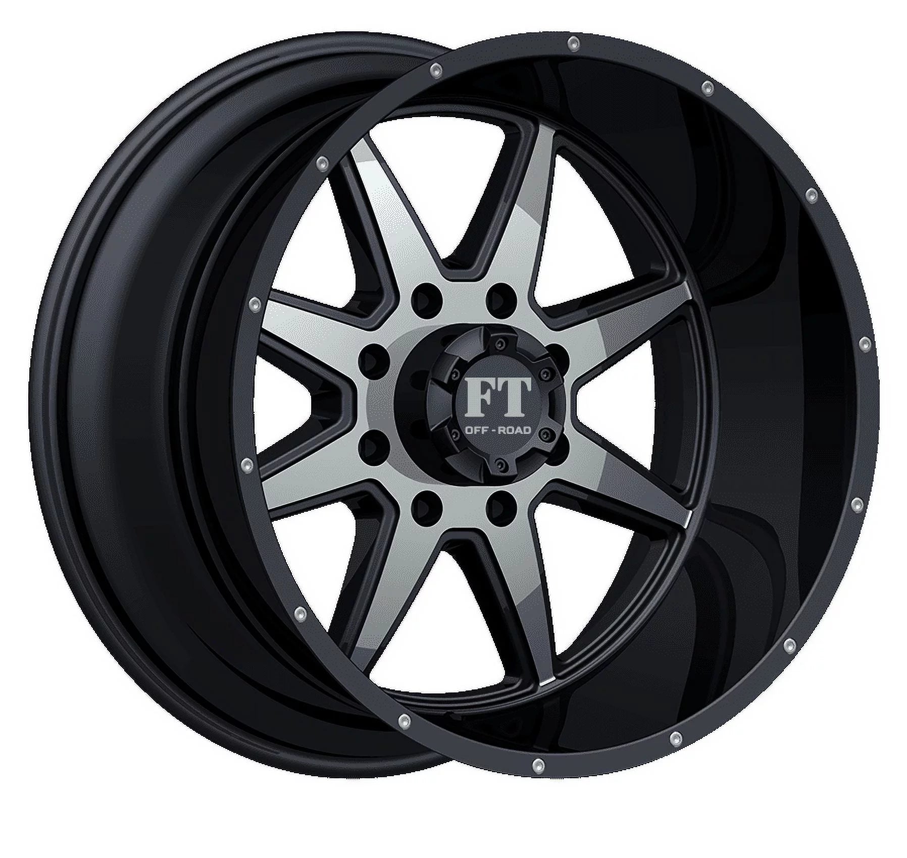 22X12 8-165 Off Road FT-2 Machined Face/Black Wheel -44/130.6