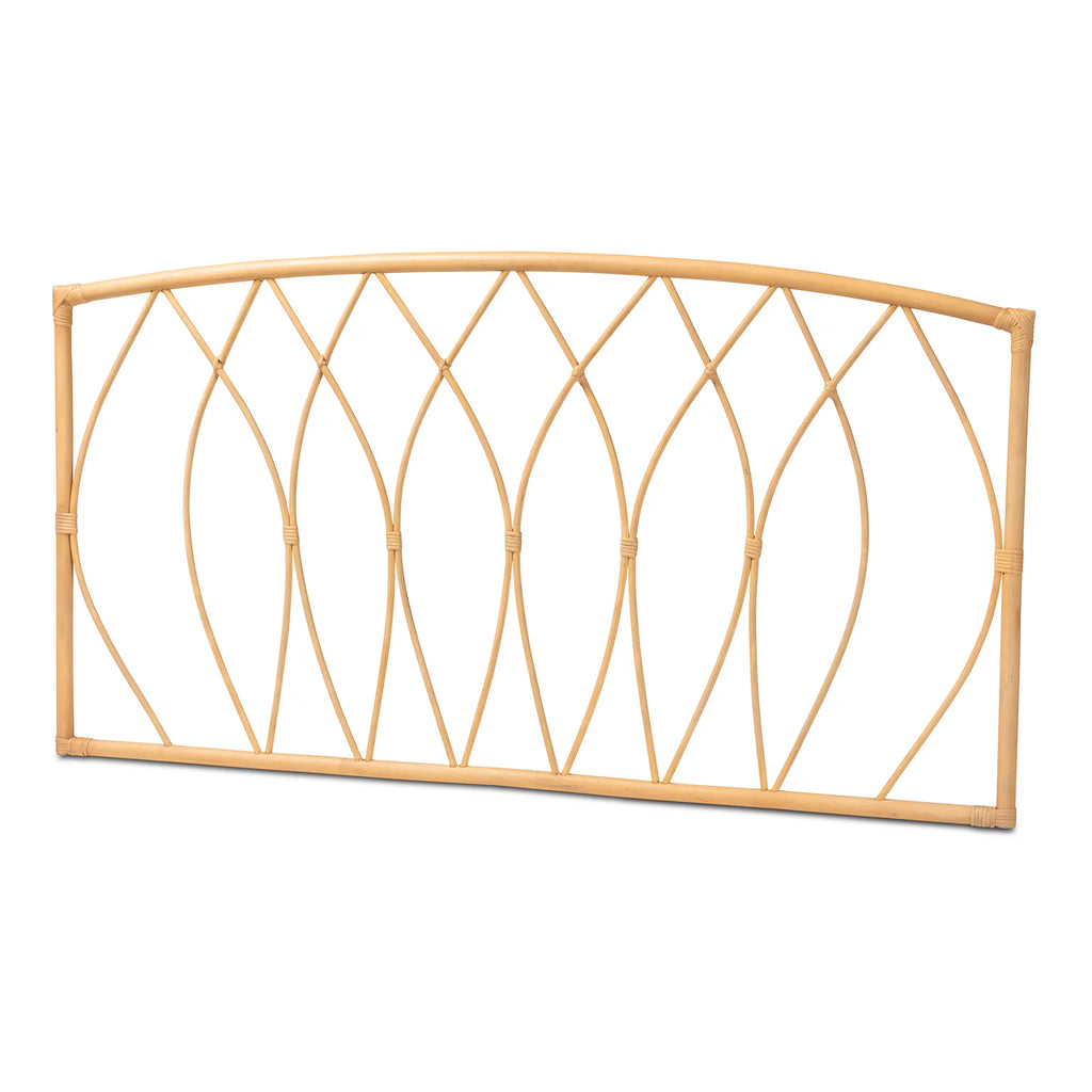 bali & pari Halia Modern Bohemian Natural Brown Rattan Queen Size Wall-Mount Headboard