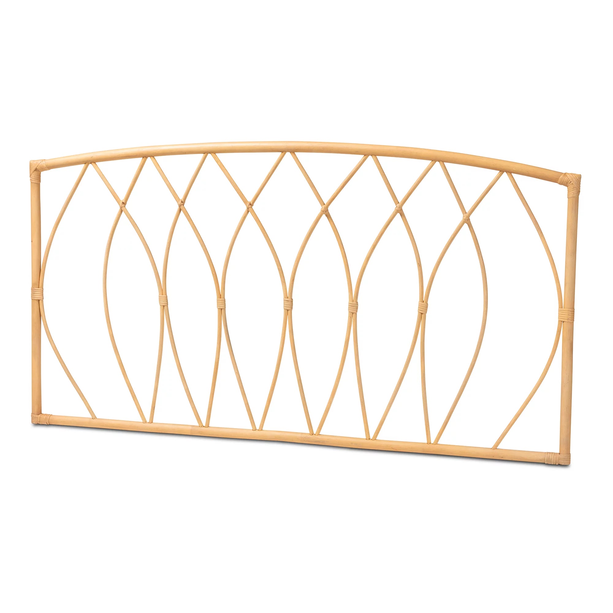 bali & pari Halia Modern Bohemian Natural Brown Rattan Queen Size Wall-Mount Headboard