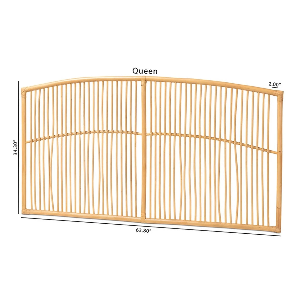 Baxton Studio Malvina Modern Bohemian Natural Brown Rattan Queen Size Wall-mount Headboard