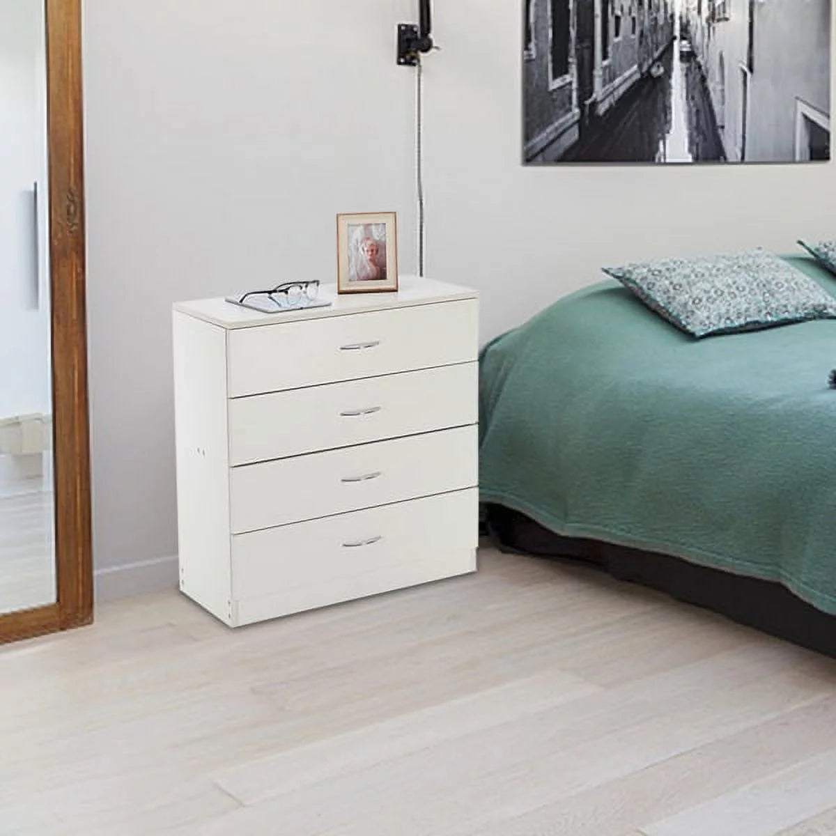 Arturesthome MDF Wood Simple 4-Drawer Dresser White
