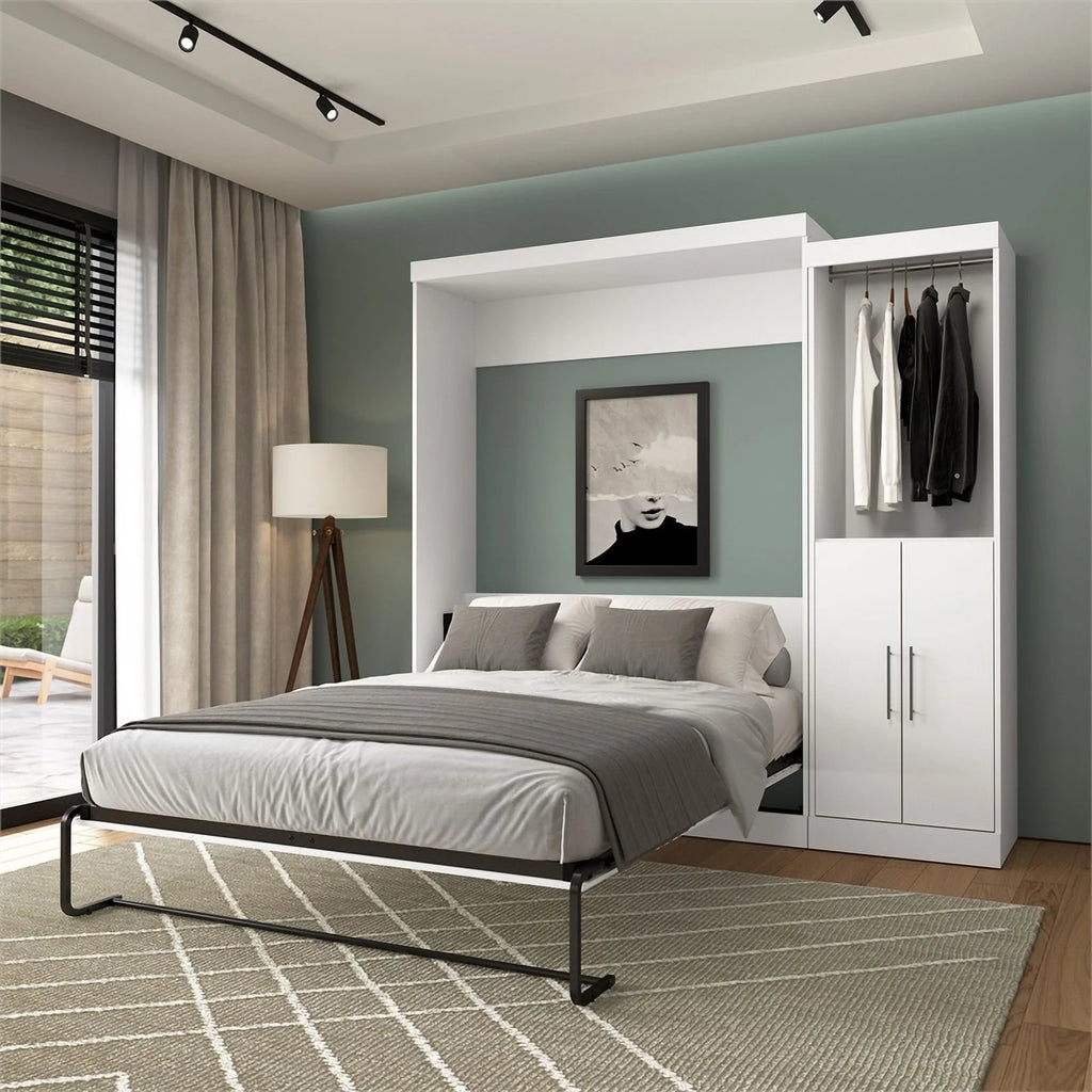 Atlin Designs 90" Engineered Wood Queen Wall Bed Kit in White