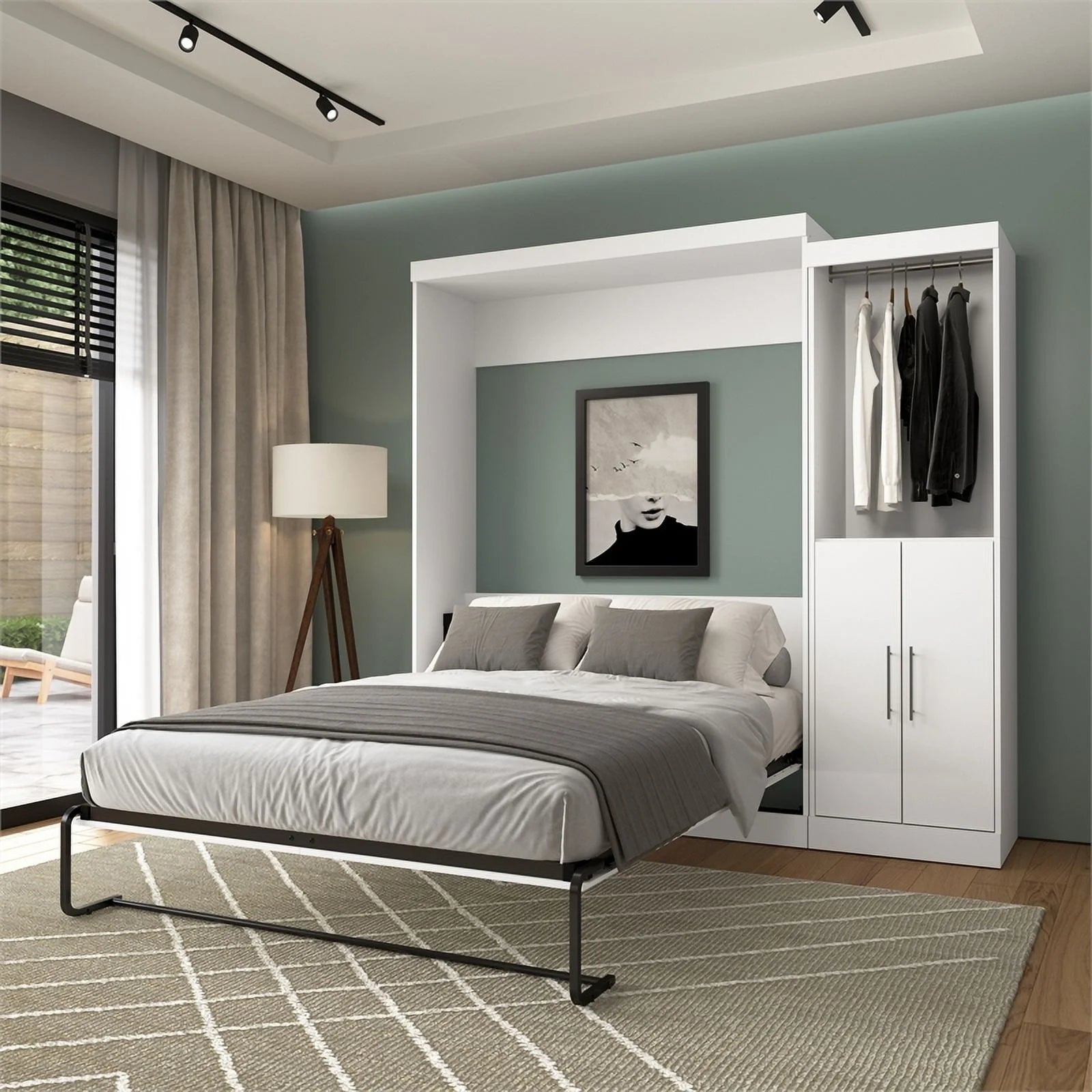 Atlin Designs 90" Engineered Wood Queen Wall Bed Kit in White