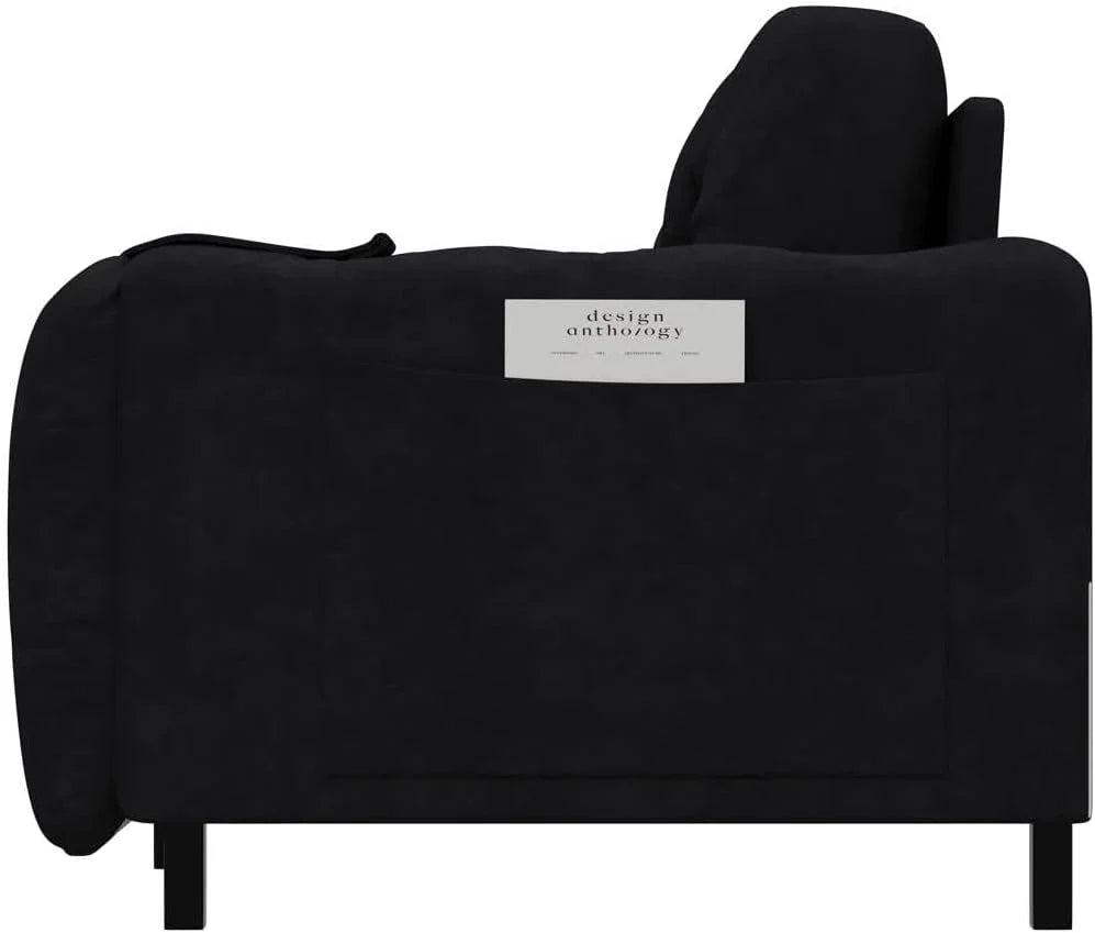 66.2" Sleep Sofa Bed Queen Size, Hydraulic System Pull Out Couch Bed, Sleeper Sofa  Loveseat with 2 Pillows, Modern Velvet Upholstered Couch for Living Room, Small Space, Apartment, Bedroom, Black