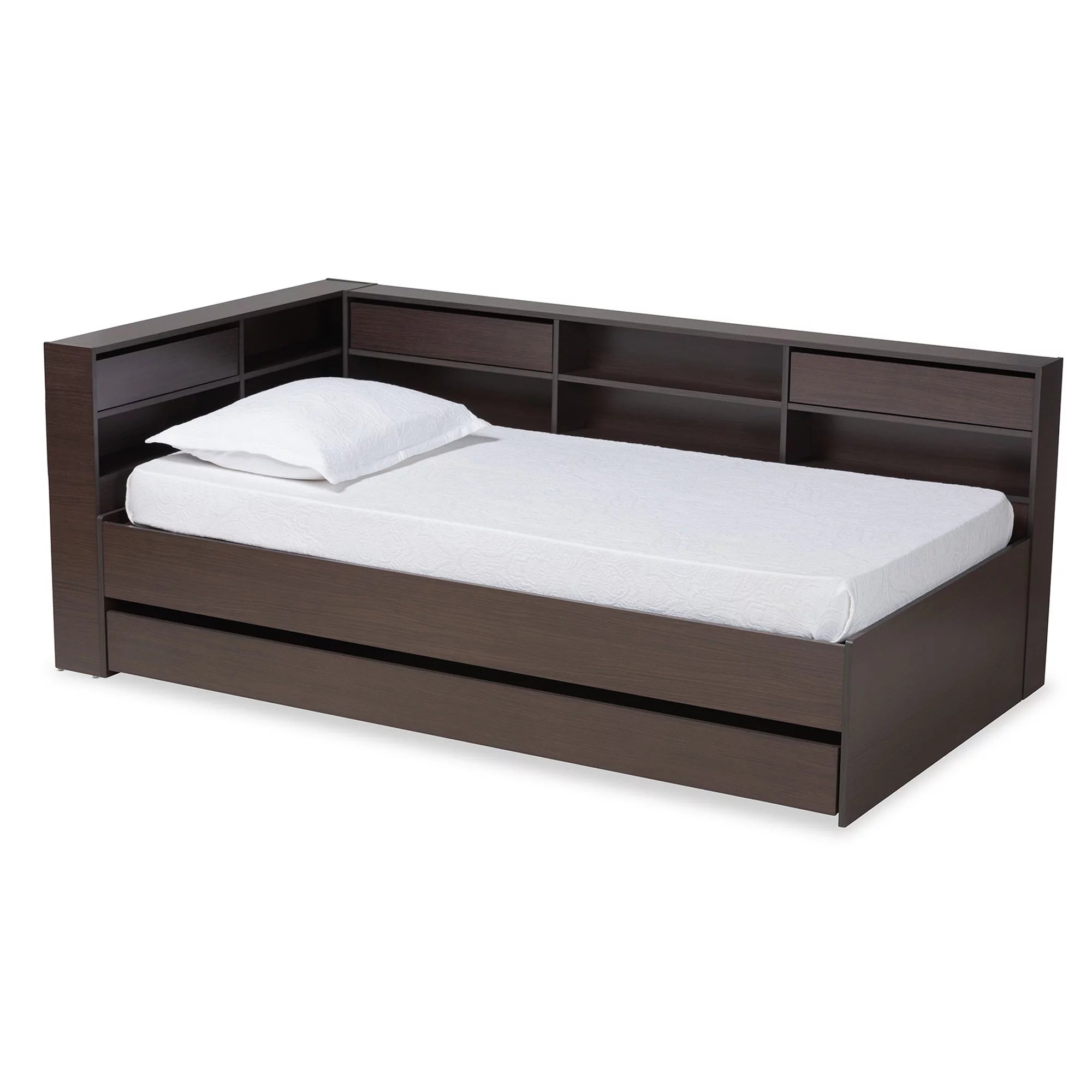 Baxton Studio Faraday Dark Brown Finished Wood Twin Size Corner Bed
