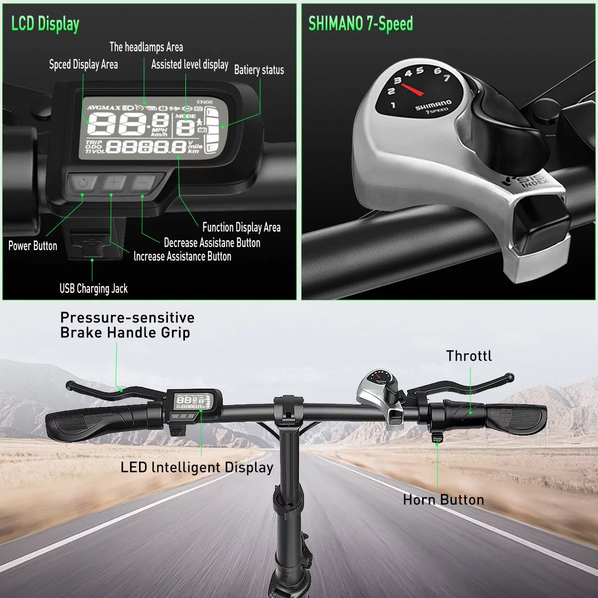 20'K6 Electric Bike for Adults,Ebike with 500W Motor 48V 10AH/12.8Ah Battery, E Bikes Shimano 7-Speed and Dual Shock Absorber Folding Electric Road Bicycle for Urban Commuting