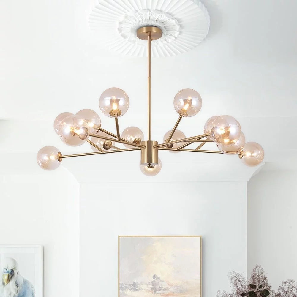 15-light Glass Globe Bubble Sputnik Chandelier Gold Gold