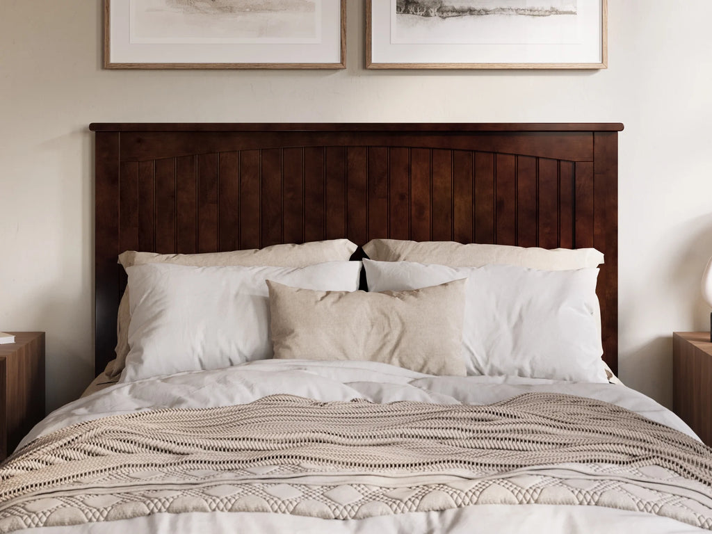 AFI Nantucket Queen Solid Wood Panel Headboard with Attachable Charger, Walnut
