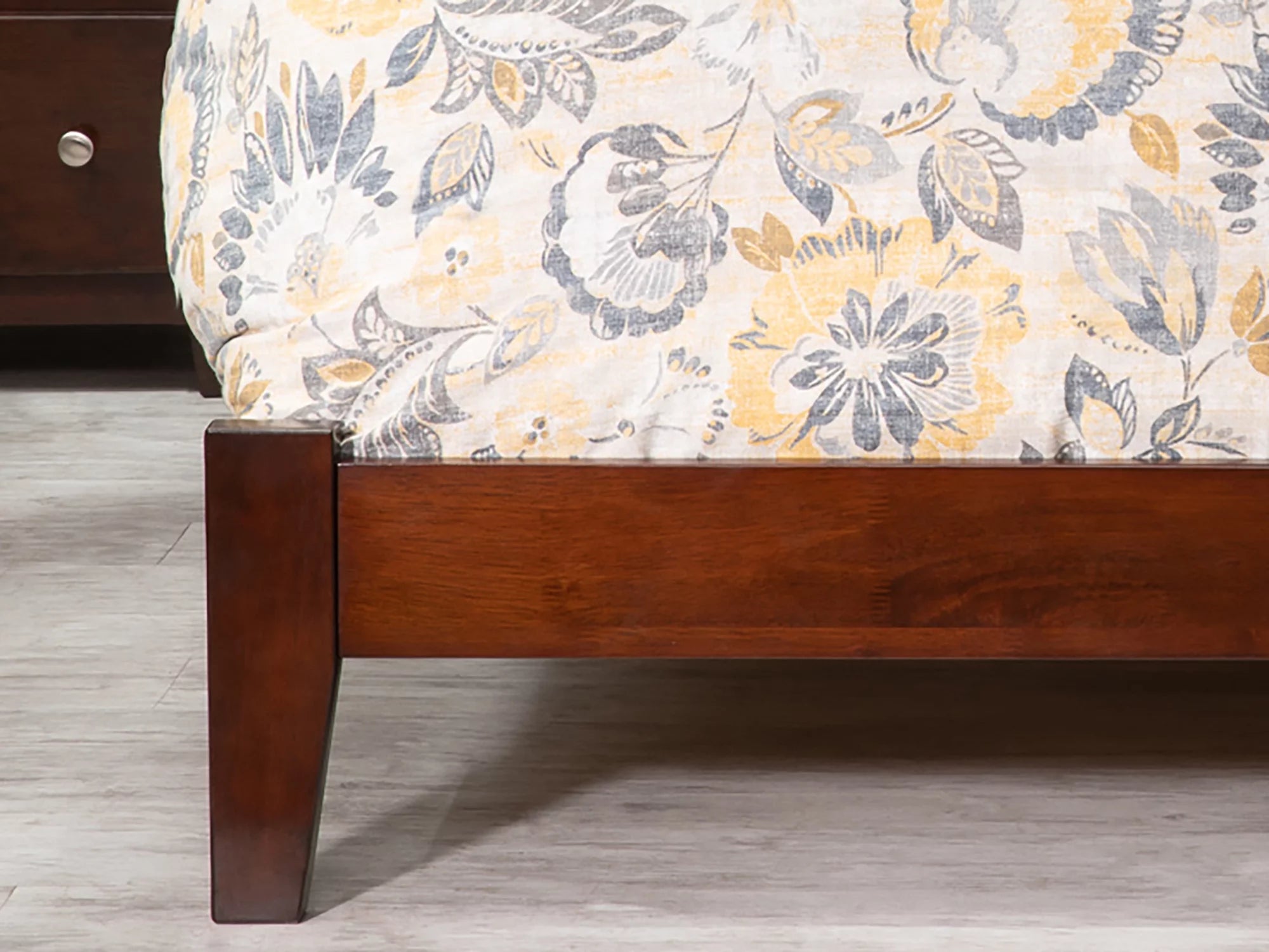 AFI Madison Full Low Profile Wood Platform Bed Frame with Panel Headboard, Walnut