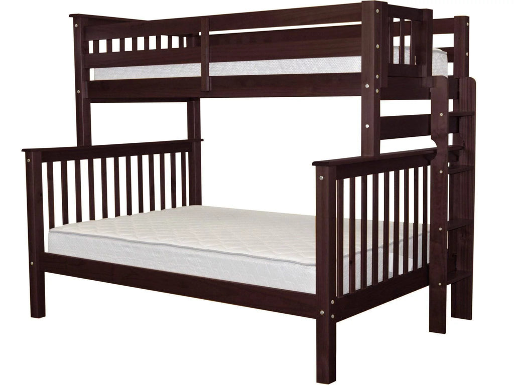 Bedz King Bunk Beds Twin over Full Mission Style with End Ladder, Dark Cherry