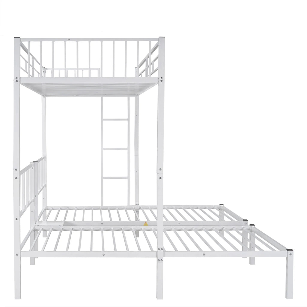 Aukfa Triple Bunk Bed, Convertible to 3 Twin Size Metal Bed Frame, Twin over Twin and Twin, White