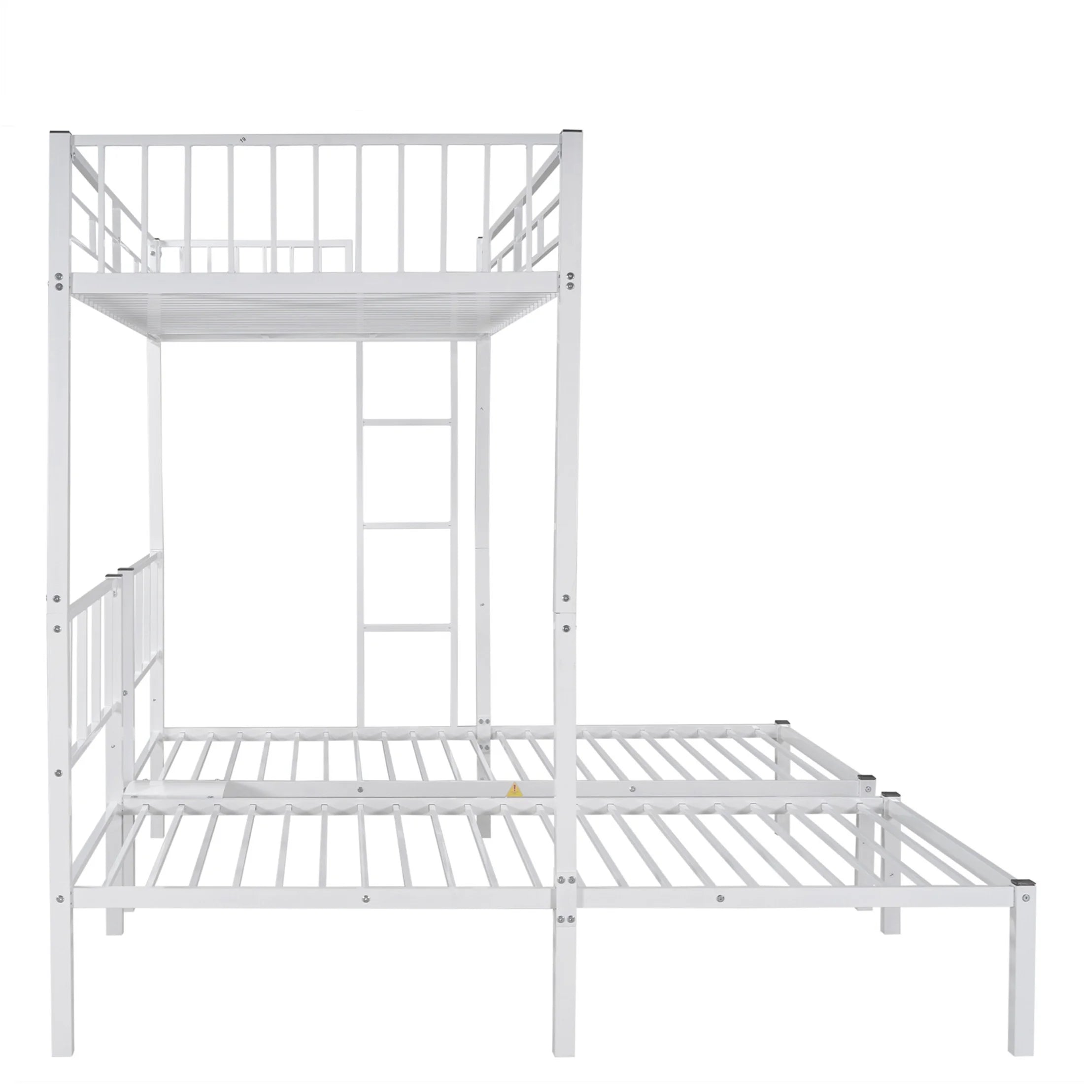 Aukfa Triple Bunk Bed, Convertible to 3 Twin Size Metal Bed Frame, Twin over Twin and Twin, White