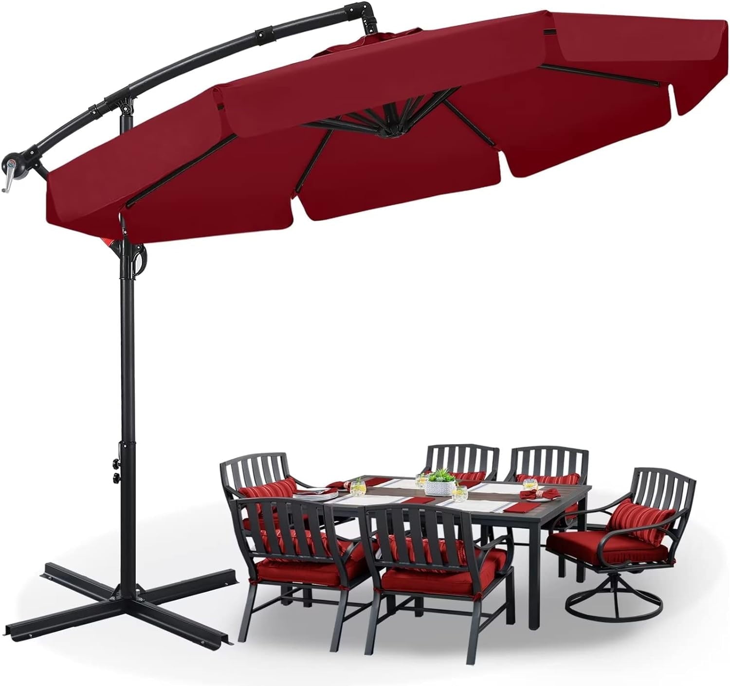 ABCCANOPY 10 FT Patio Umbrellas with Crank & Cross Base for Garden, Backyard, Pool and Beach, 12+ Colors(Turquoise)