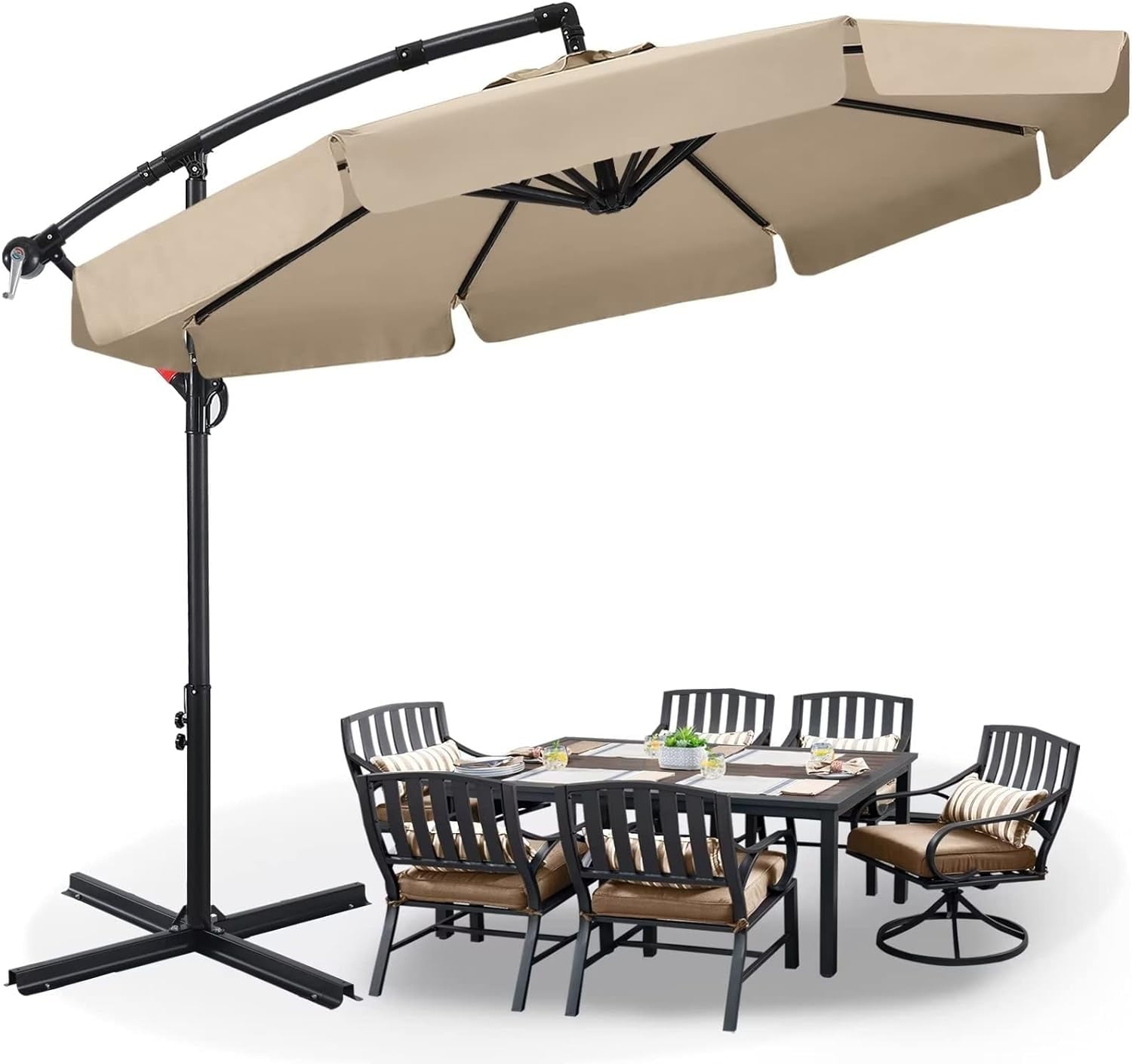 ABCCANOPY 10 FT Patio Umbrellas with Crank & Cross Base for Garden, Backyard, Pool and Beach, 12+ Colors(Turquoise)