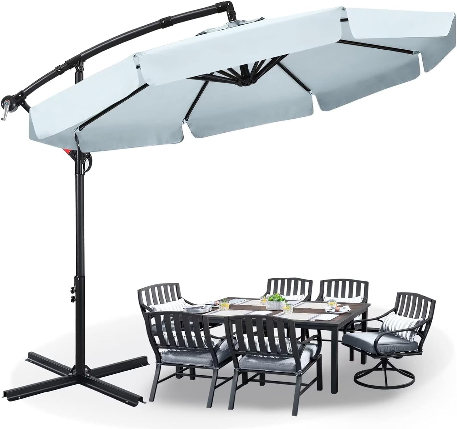 ABCCANOPY 10 FT Patio Umbrellas with Crank & Cross Base for Garden, Backyard, Pool and Beach, 12+ Colors(Turquoise)