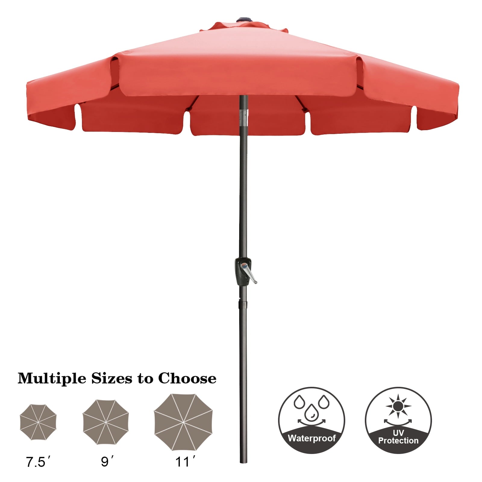 ABCCANOPY 10ft Outdoor Market Patio Umbrella with Push Button Tilt,13+Colors, Red