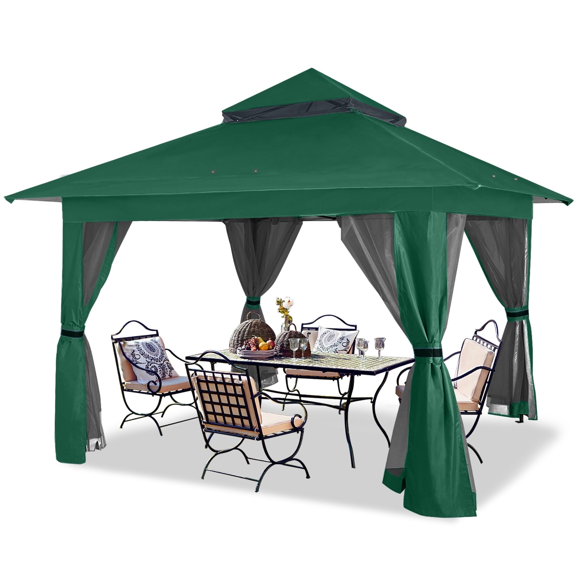 ABCCANOPY 13'x13' Gazebo Tent Outdoor Pop up Gazebo Canopy Shelter with Mosquito Netting, Brown