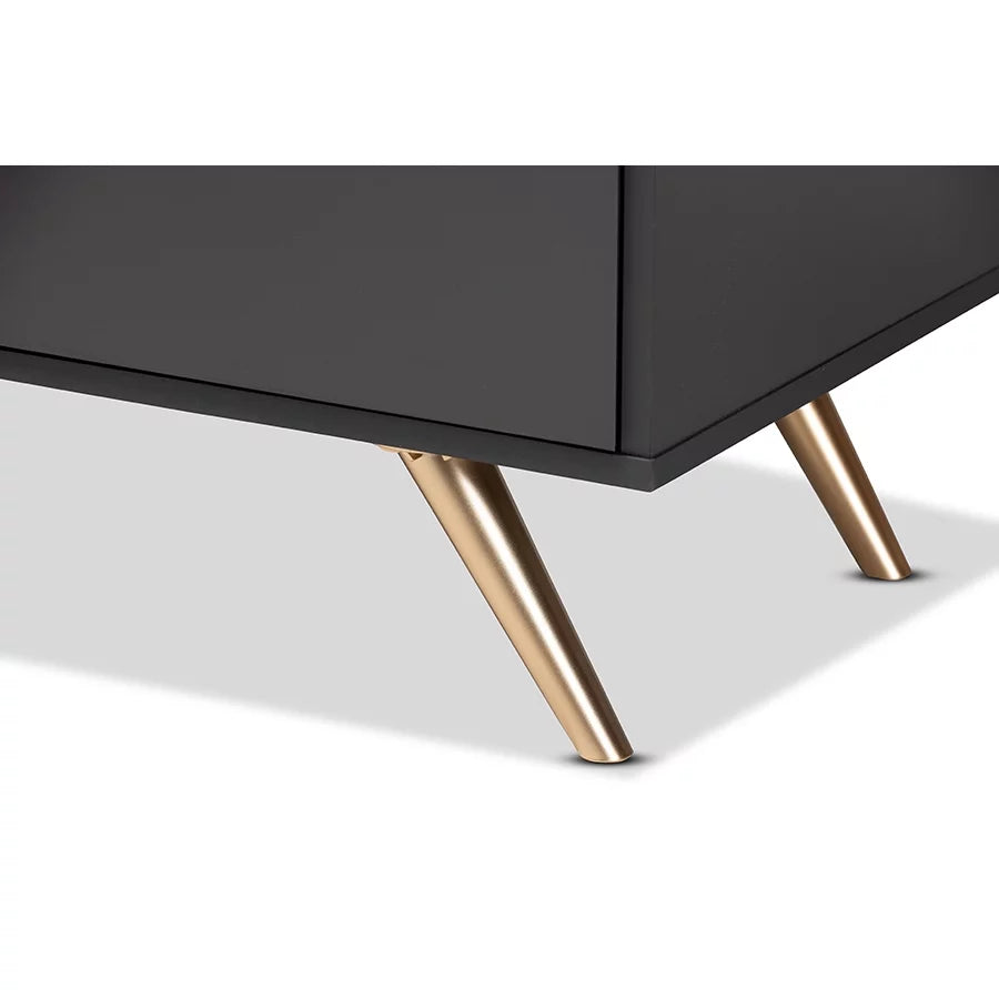 Baxton Studio Kelson Modern and Contemporary Dark Grey and Gold Finished Wood 5-Drawer Chest