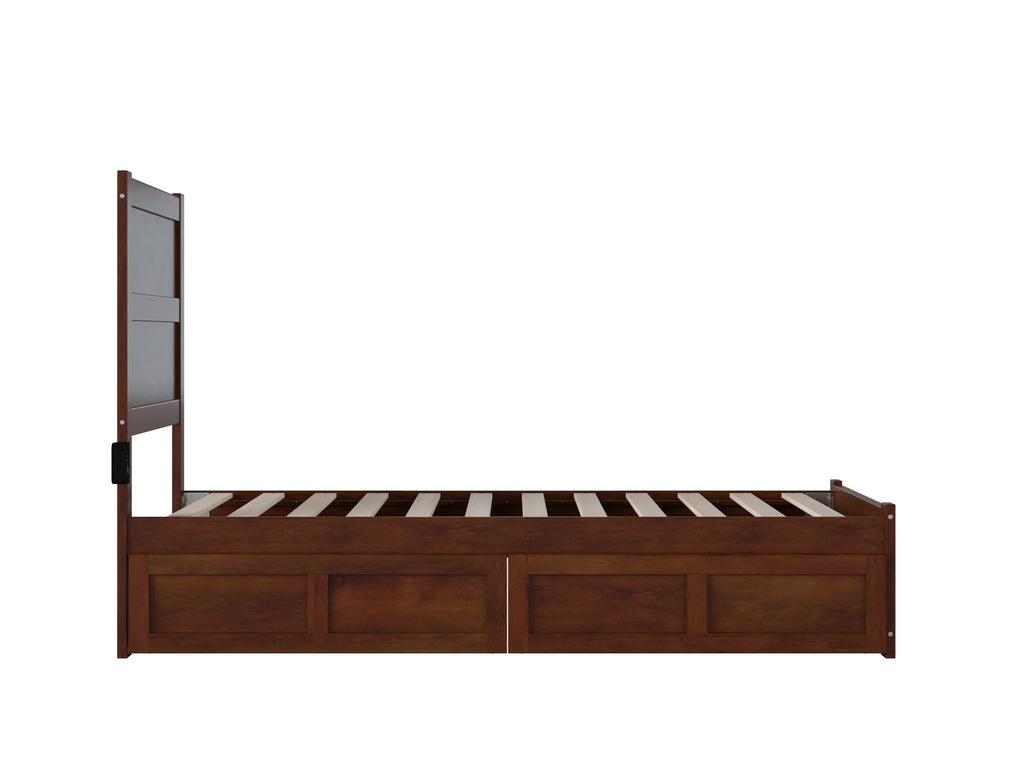 AFI NoHo Twin Wood Platform Bed with Headboard Footboard & 2 Storage Drawers, Walnut
