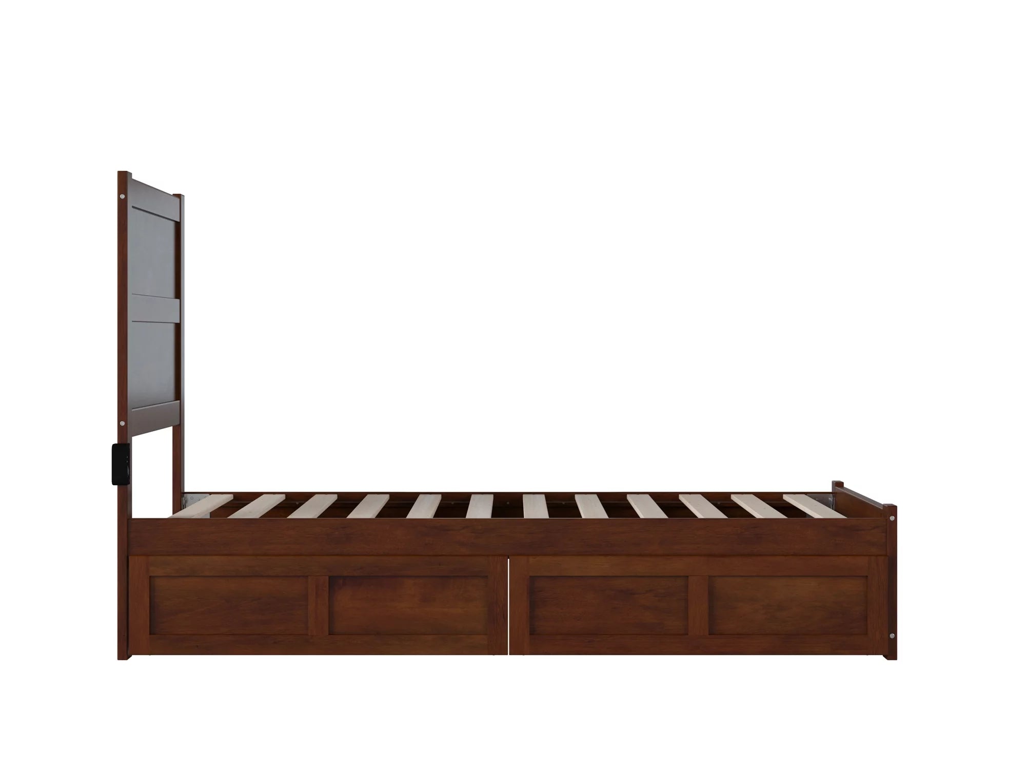 AFI NoHo Twin Wood Platform Bed with Headboard Footboard & 2 Storage Drawers, Walnut