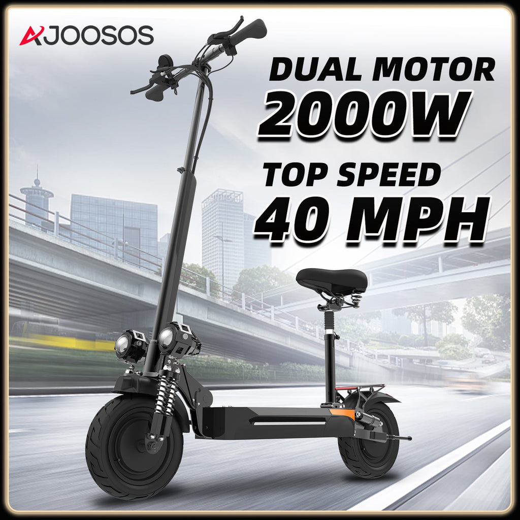 AJOOSOS X500 Electric Scooter with Seat - 40 mph Max Speed, 40 Miles Long Range, 2000W Dual Motor, 300lbs Max Load, Foldable E Scooter for Adults