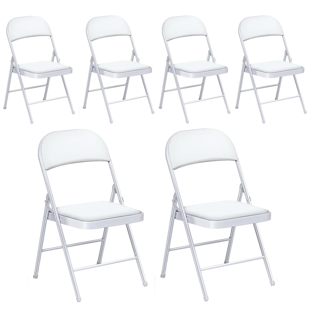 AKIUDEX 6 Pack White Folding Chairs with Padded Seats for Outdoor & Indoor