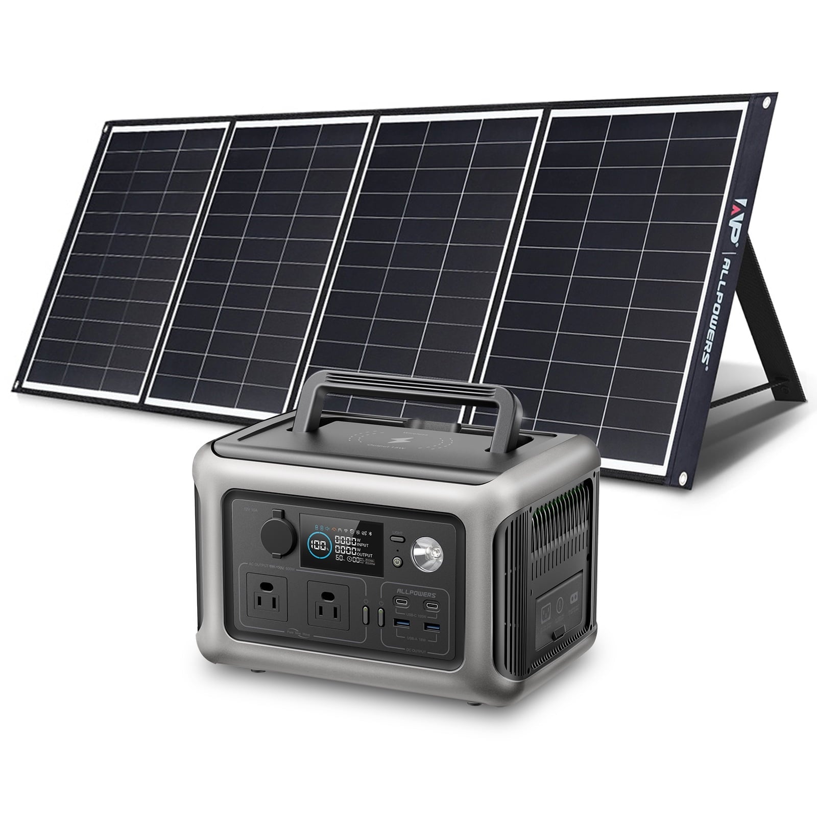 ALLPOWERS R600 Portable Power Station 600W, 299Wh LiFePO4 Battery, Wireless Charging, Solar Generator for Camping Home Emergency off-Grid