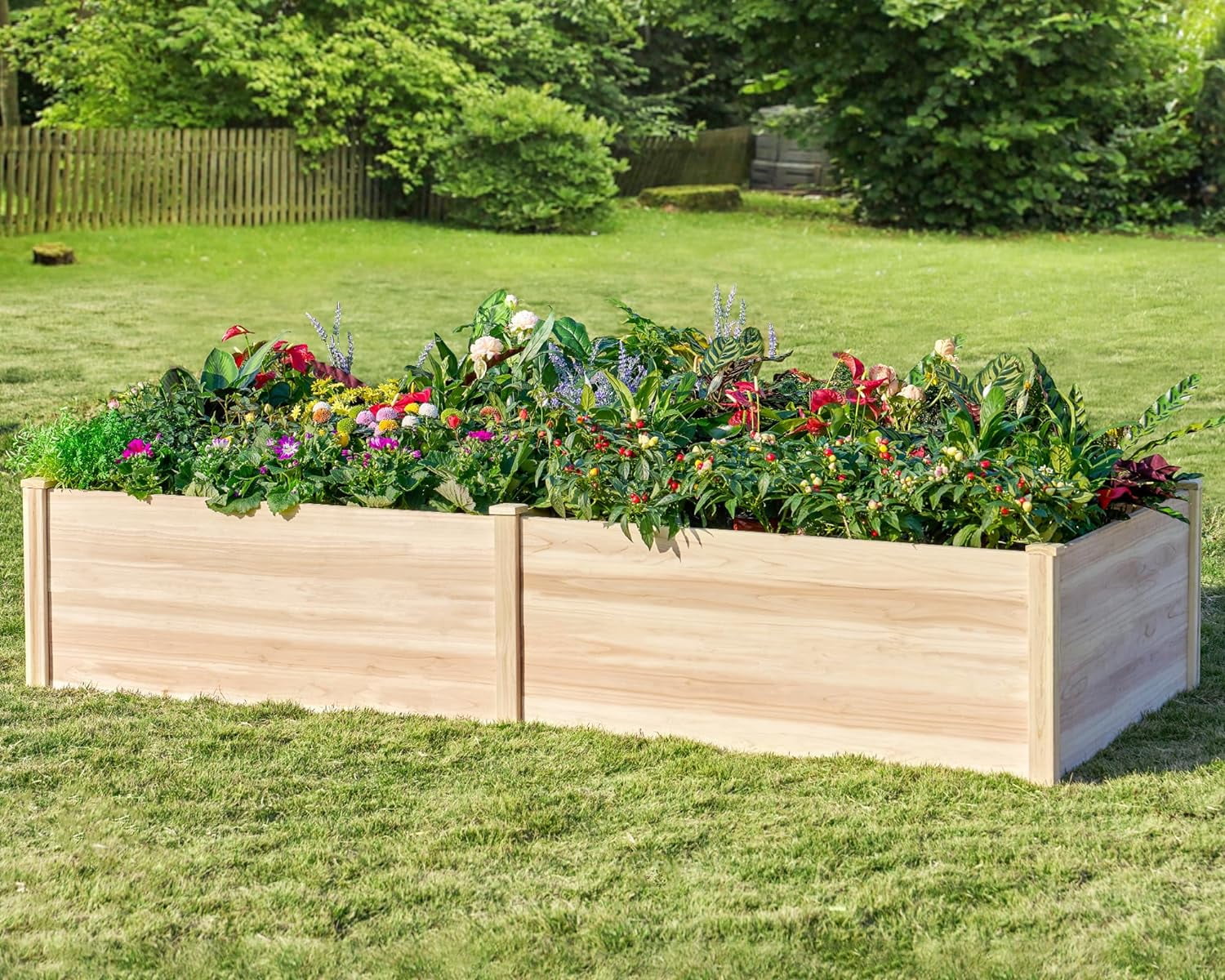AMERLIFE Raised Garden Bed 4x2x2.6 ft Large Capacity Planter with Drain Hole for Growing Plants