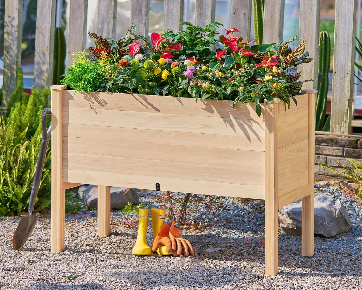 AMERLIFE Raised Garden Bed 4x2x2.6 ft Large Capacity Planter with Drain Hole for Growing Plants