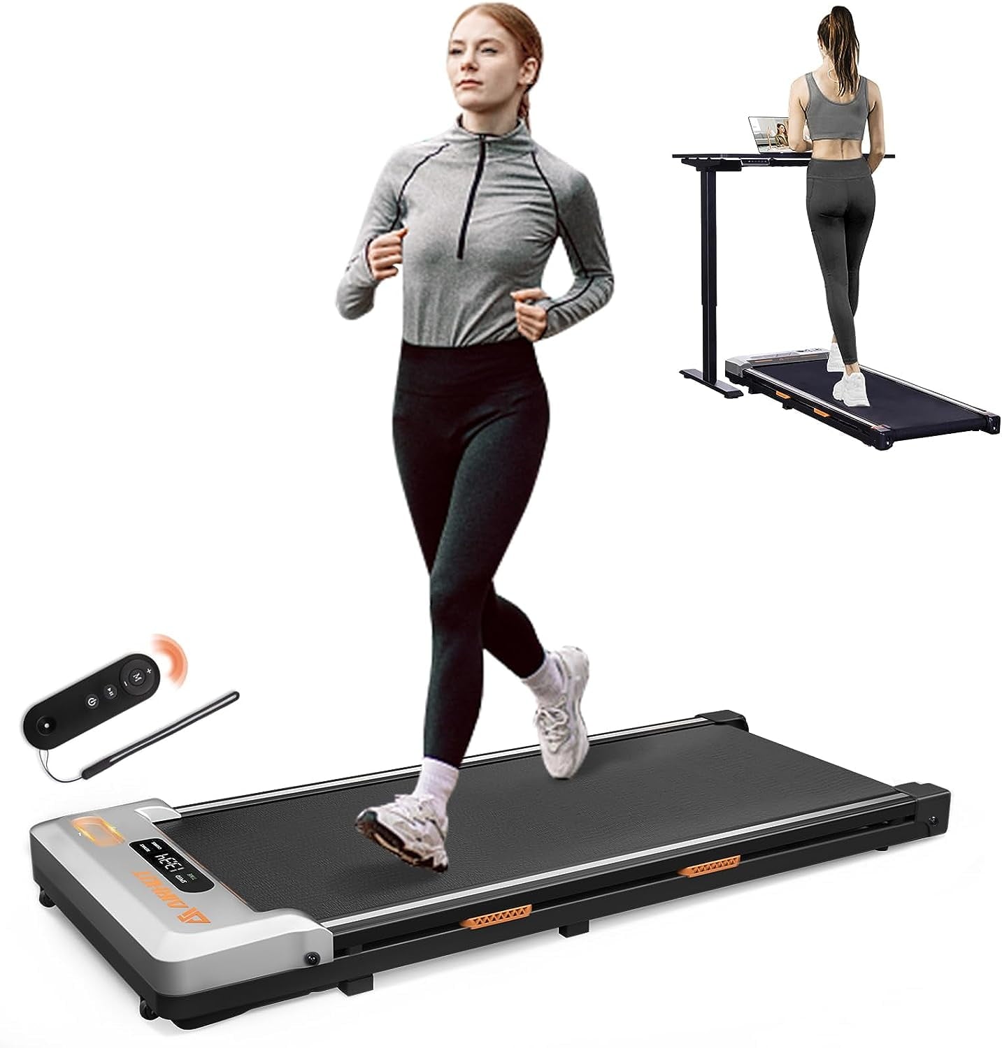 AMZFUN Under Desk Treadmill, Walking Pad 2 in 1 for Walking and Jogging (Black)