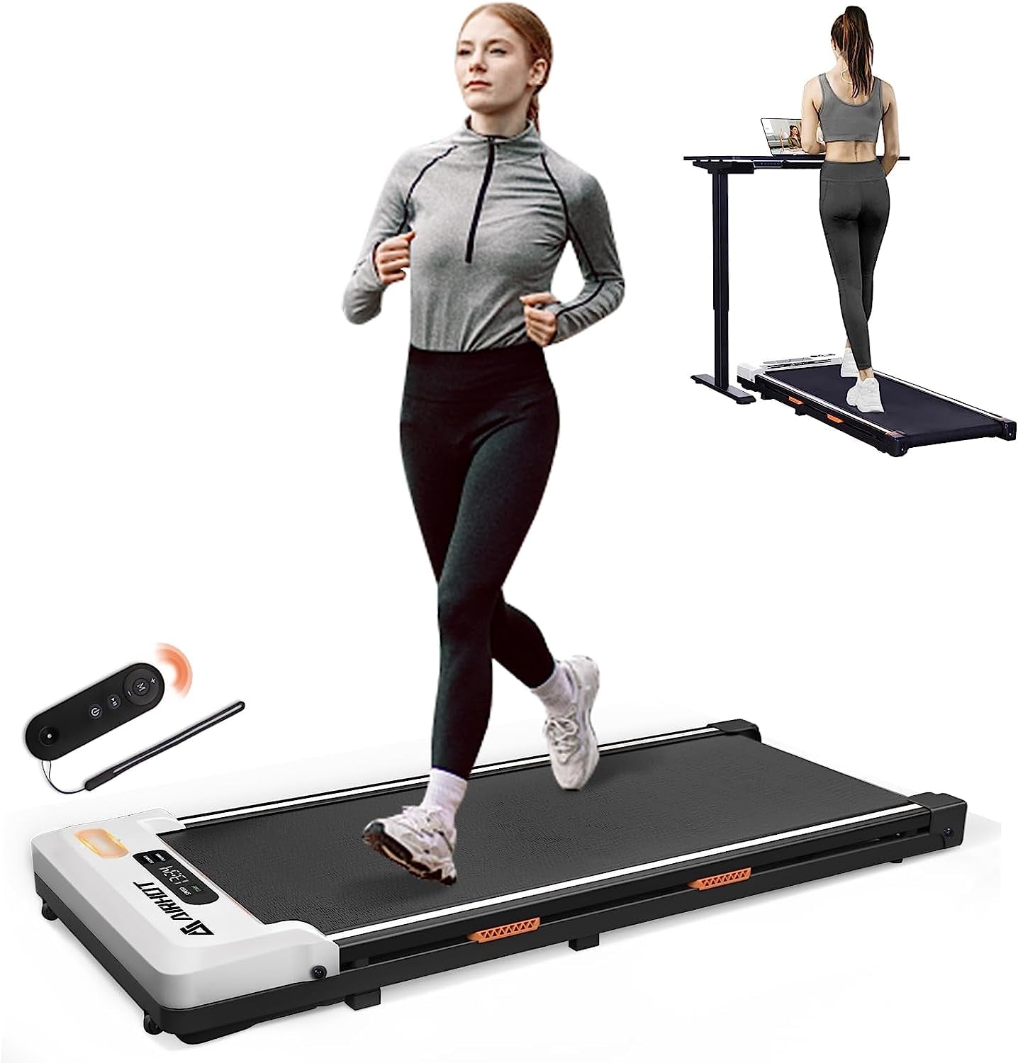 AMZFUN Under Desk Treadmill, Walking Pad 2 in 1 for Walking and Jogging (Black)