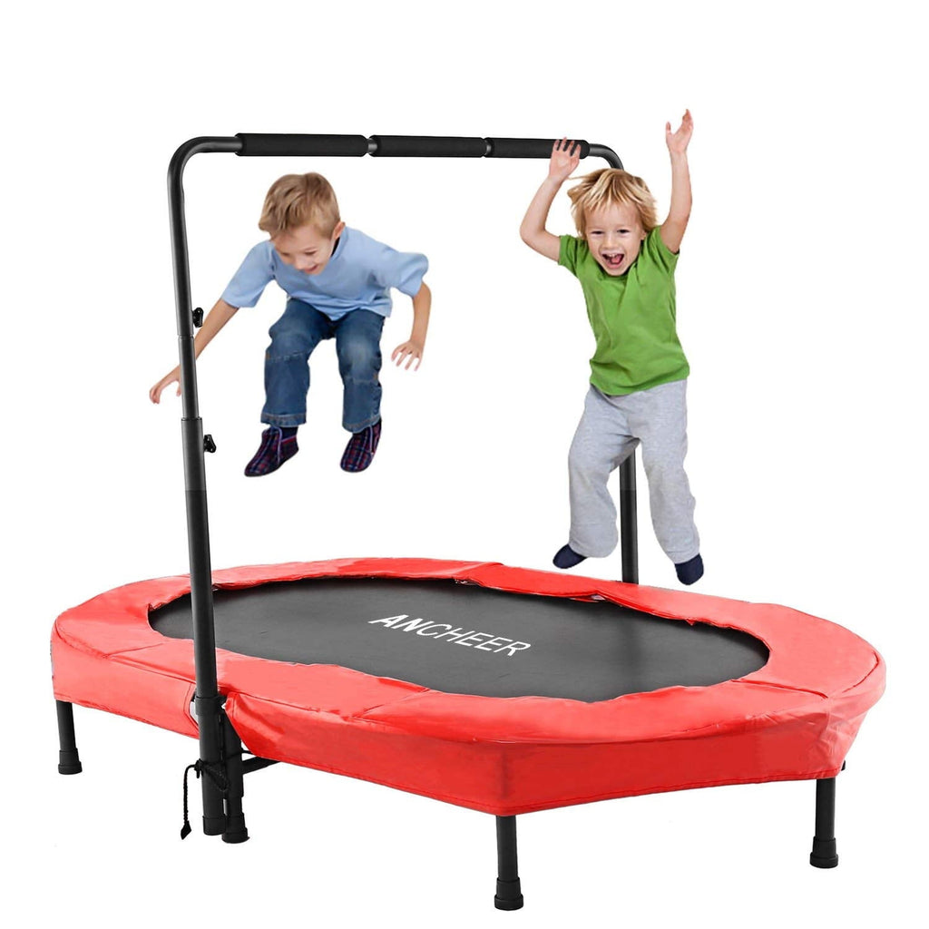 ANCHEER Foldable Trampoline, Mini Rebounder Trampoline with Adjustable Handle, Exercise Trampoline, Parent Child Trampoline Max 220lbs