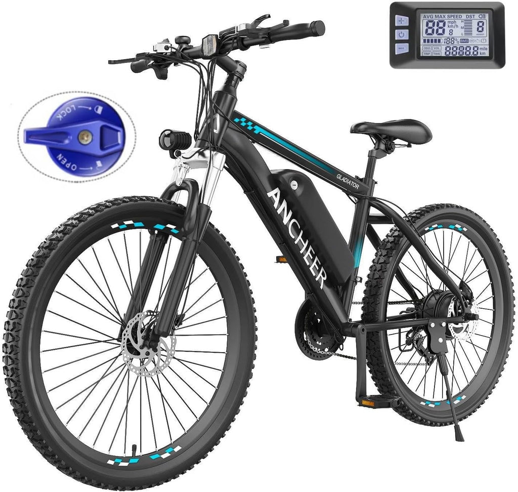 ANCHEER Gladiator 500W 26" Electric Bike for Adults, Electric Mountain Bike with 2.1” eMTB Tire, 48V 10.4Ah Battery, 3H Fast Charge, Shimano 21 Speed, Adults Electric Bicycle