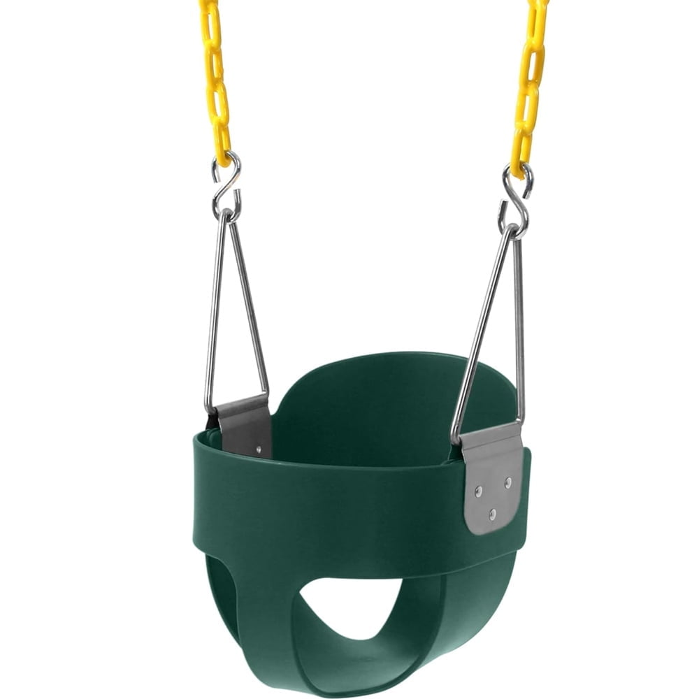 ANGGREK Assembled High Back Full Bucket Toddler Game Swing Seat Green, Game Swing, Home Swing