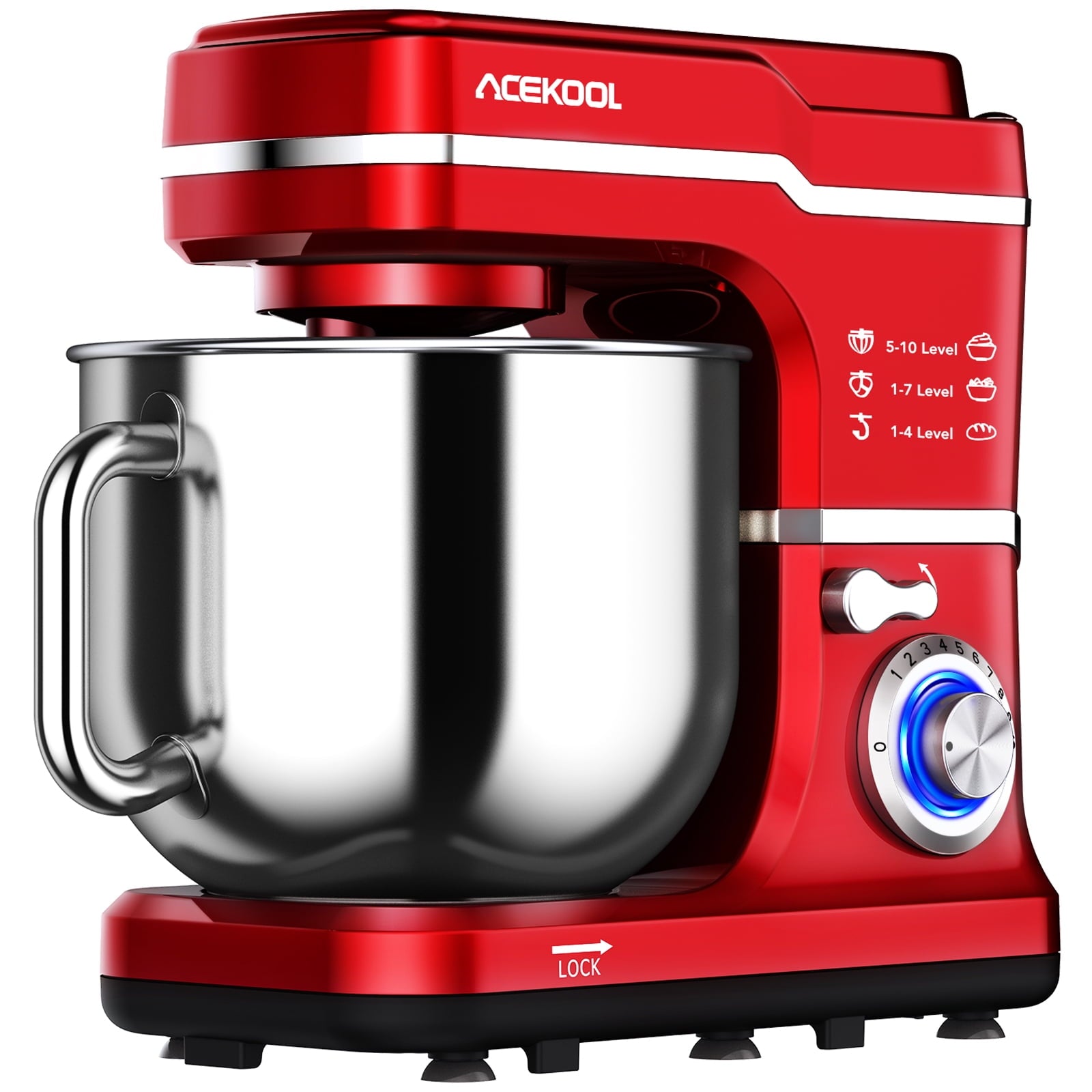 Acekool Stand Mixer, 7.5Qt 10 Speed 660W Tilt Head Electric Food Mixer