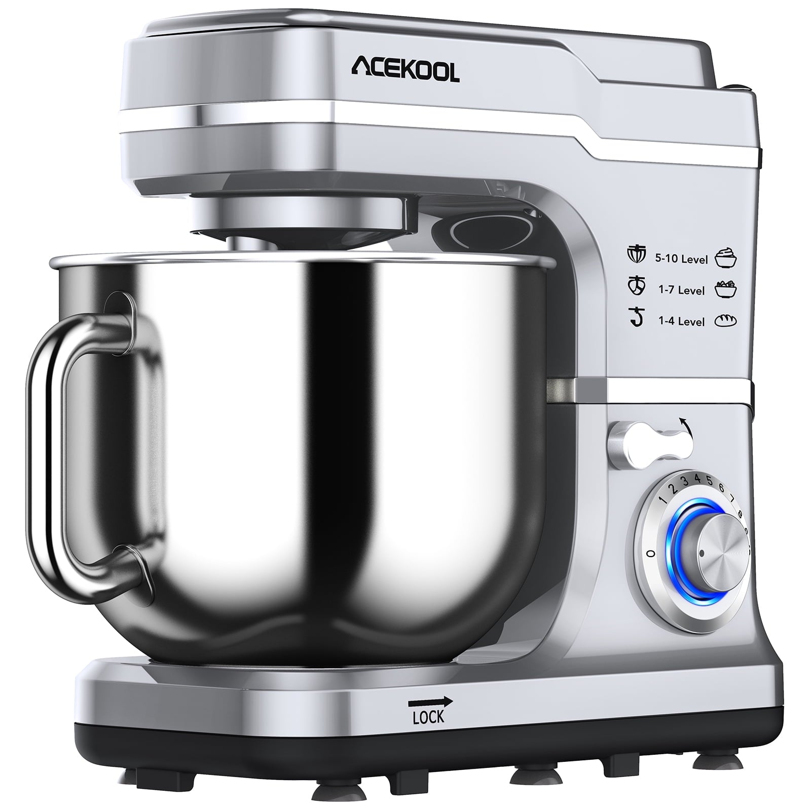 Acekool Stand Mixer, 7.5Qt 10 Speed 660W Tilt Head Electric Food Mixer
