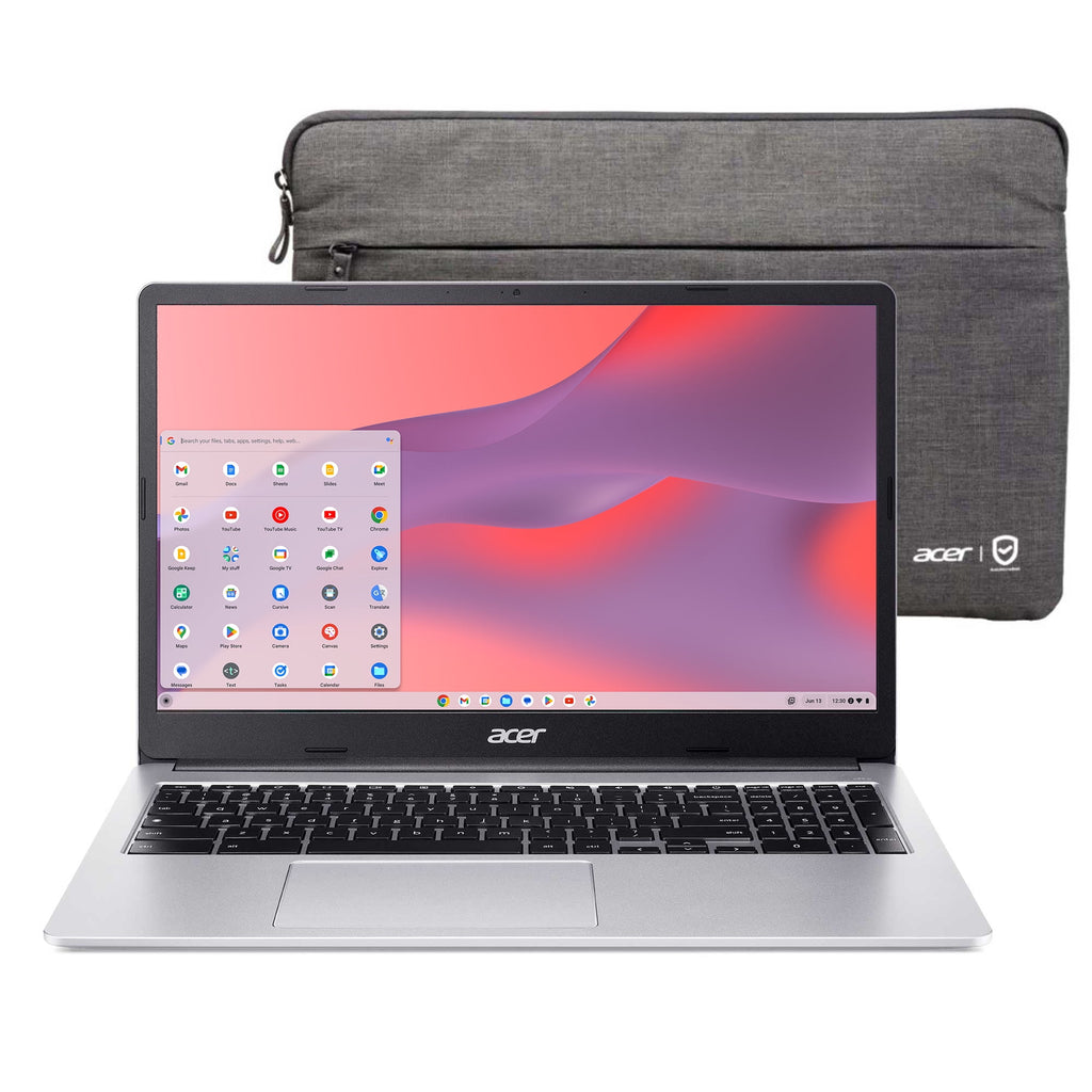 Acer Chromebook 315 (2023), 15.6" FHD, Intel Celeron N4500, 4GB RAM, 64GB eMMC, Pure Silver, Protective Sleeve Included, CB315-4H-C7A1