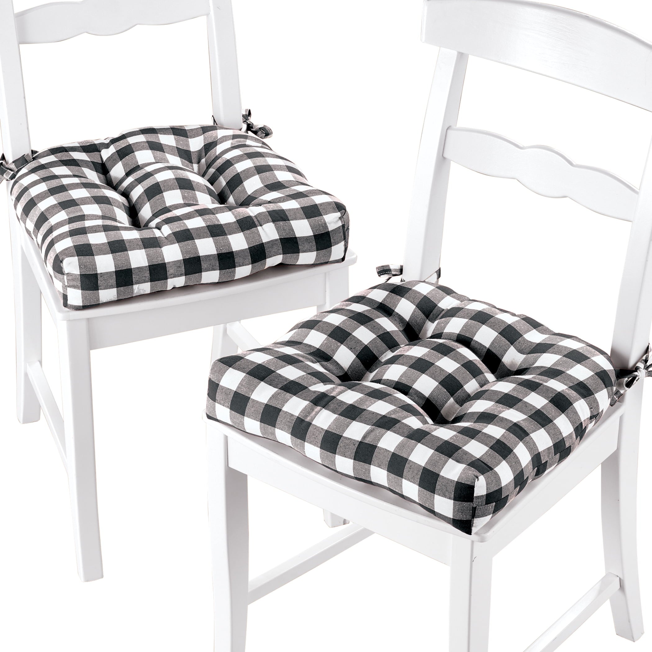 Achim Buffalo Polyester & Cotton Tufted Chair Seat Cushions, Checkered  Burgundy, 16 in x 15 in x 3 in, Set of Two