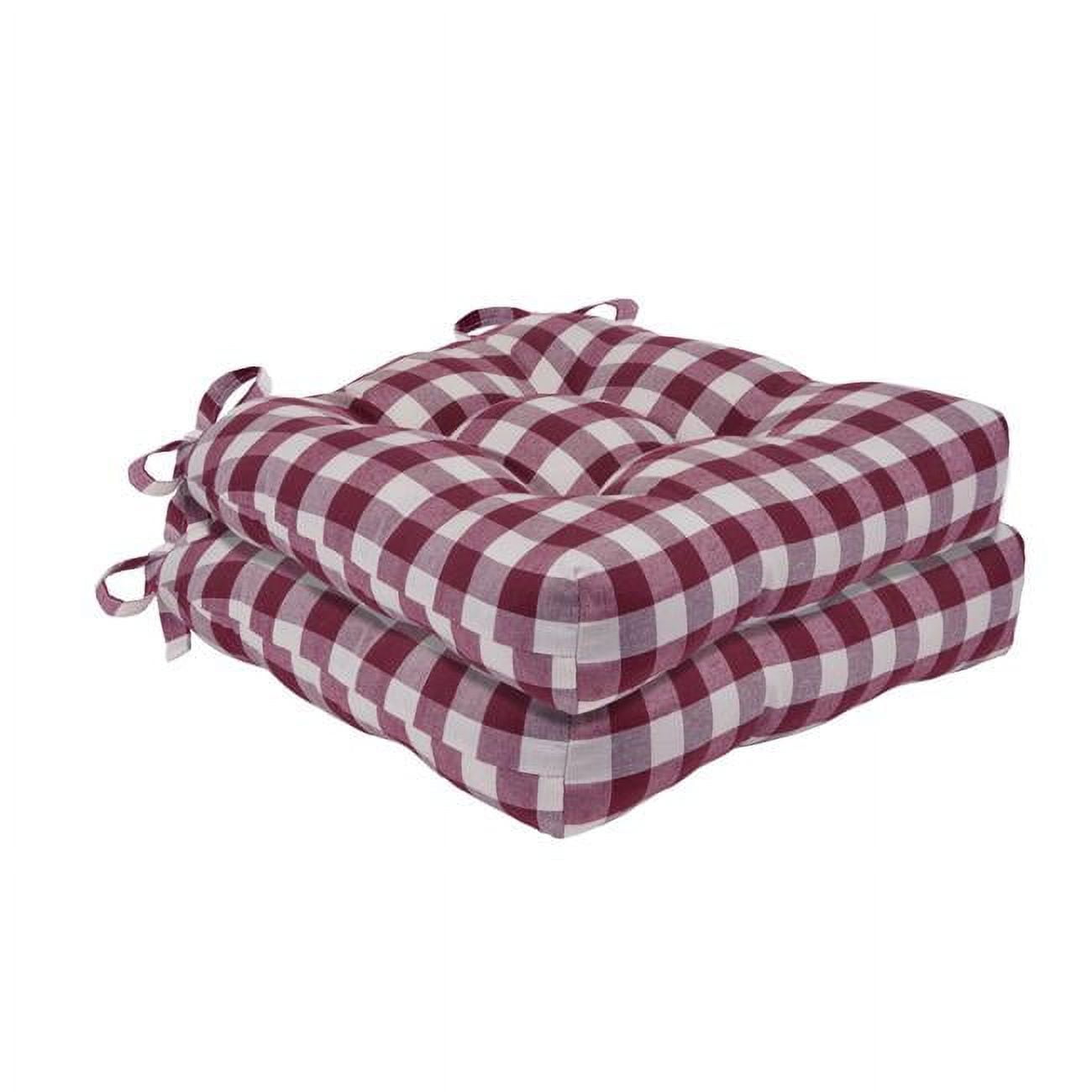 Achim Buffalo Polyester & Cotton Tufted Chair Seat Cushions, Checkered  Burgundy, 16 in x 15 in x 3 in, Set of Two